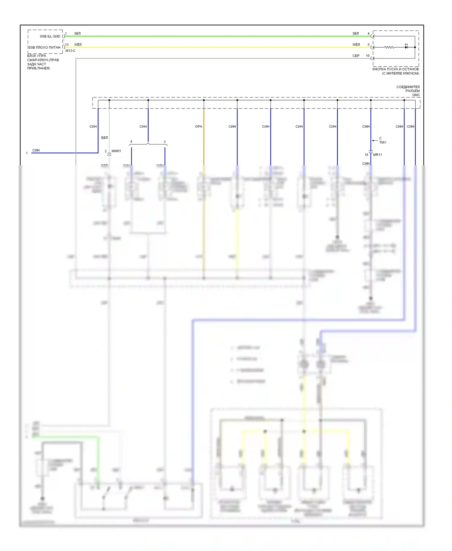 Elantra Hyundai V рестайлинг (2013-2016): Электросхема подсветки приборной панели (2 из 2) 