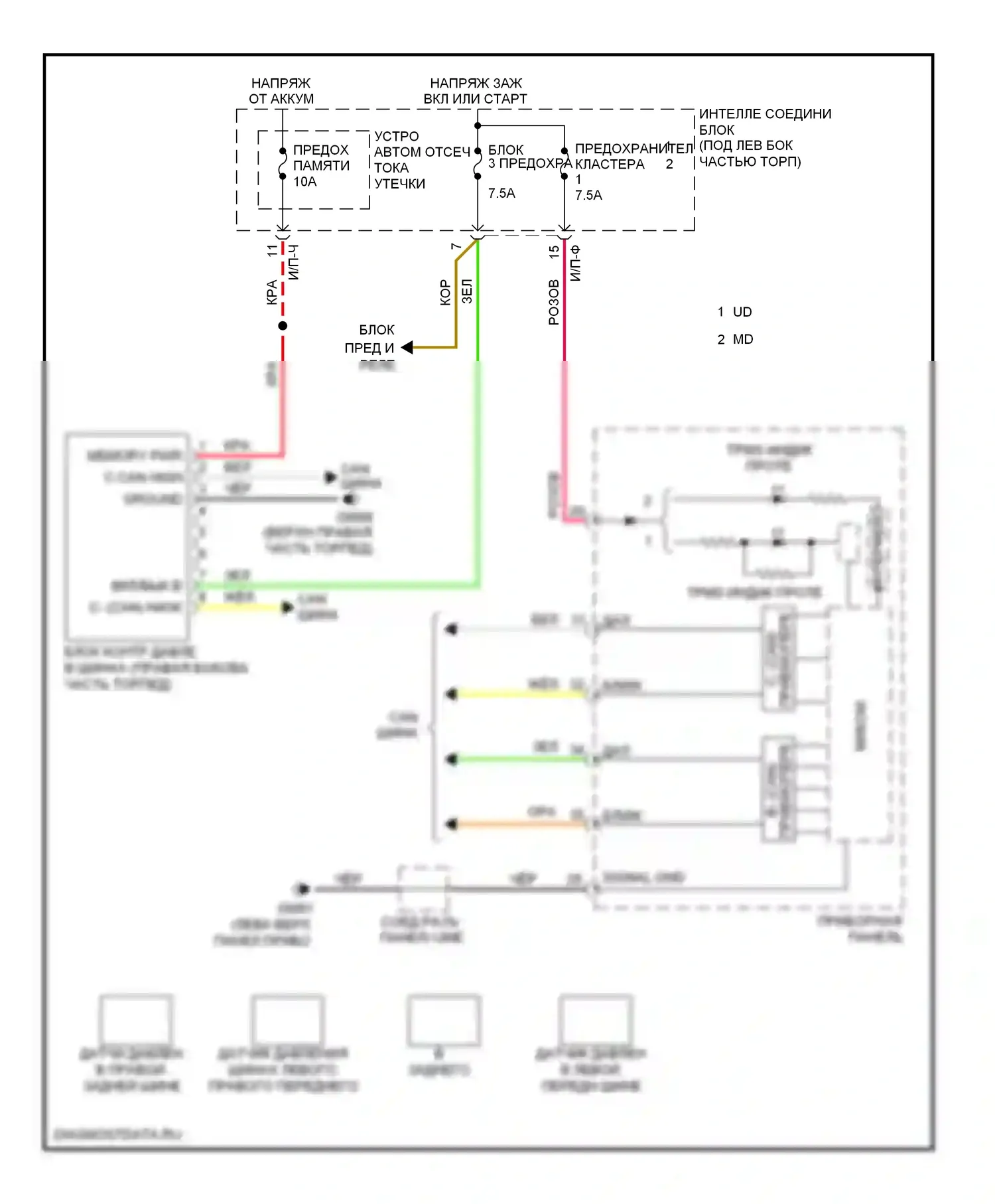 Elantra Hyundai V рестайлинг (2013-2016): Электросхема контроля давления в шинах 