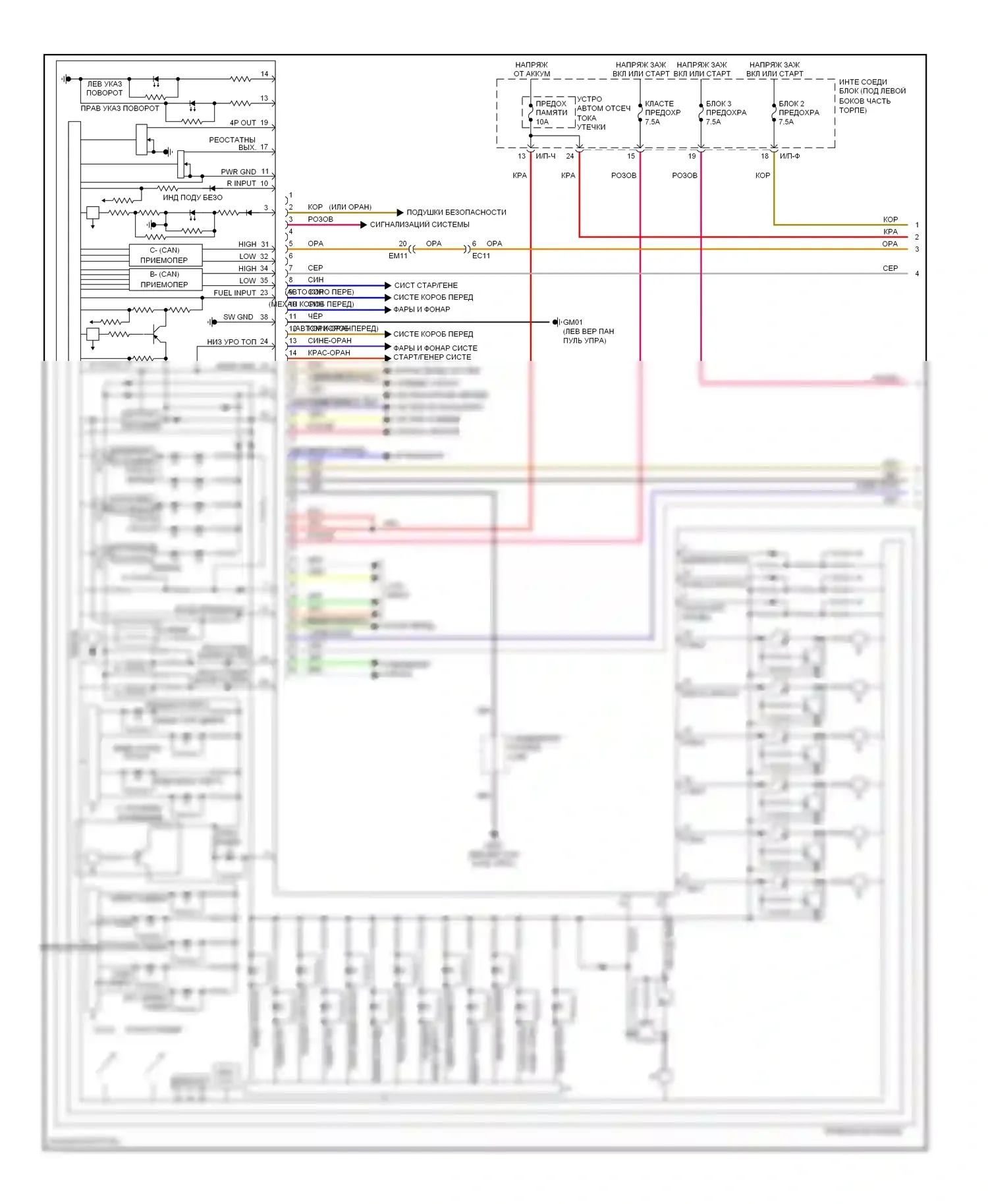 Elantra Hyundai V рестайлинг (2013-2016): Электросхема приборной панели, ud (1 из 3) 