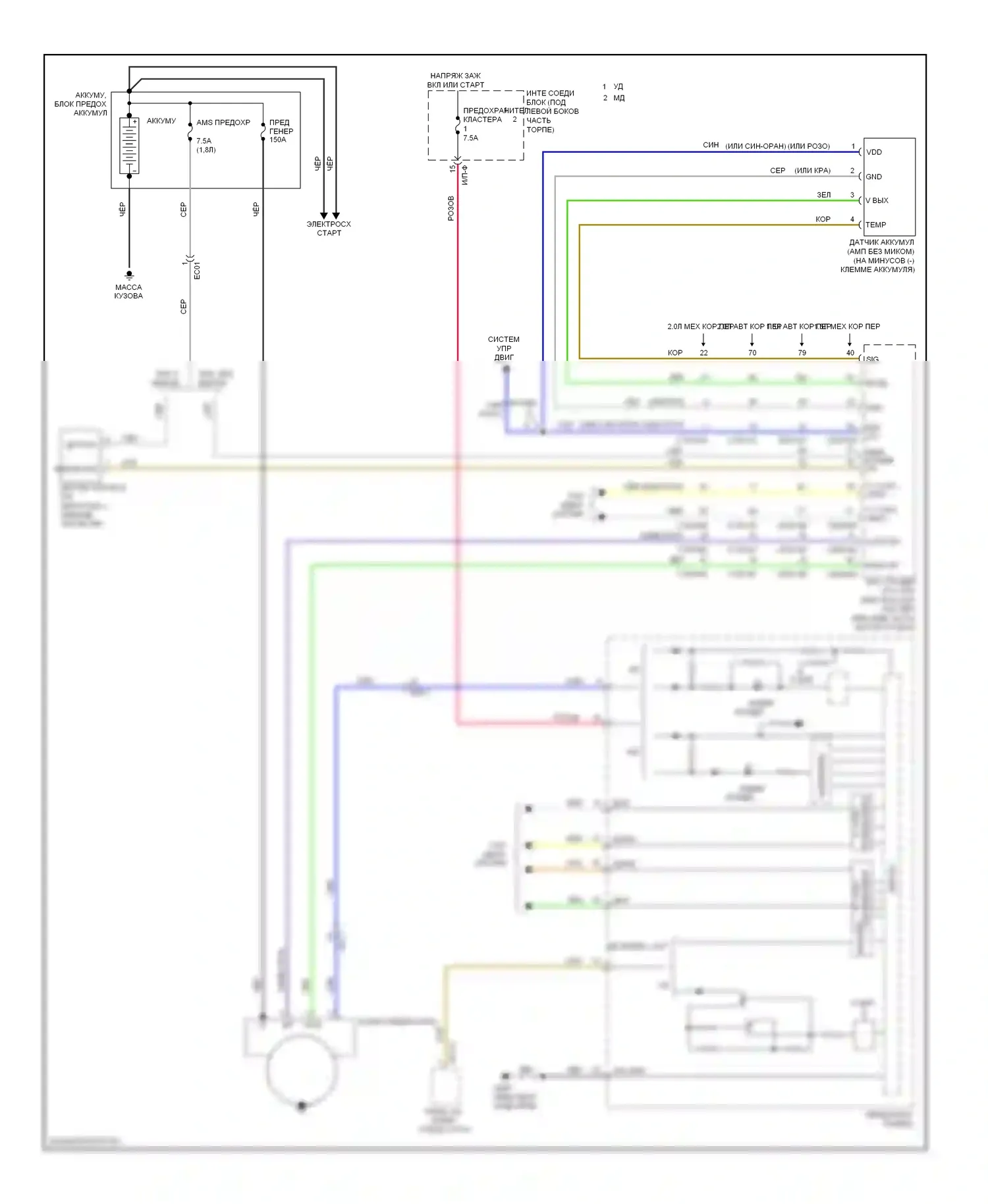 Elantra Hyundai V рестайлинг (2013-2016): Электросхема генератора 