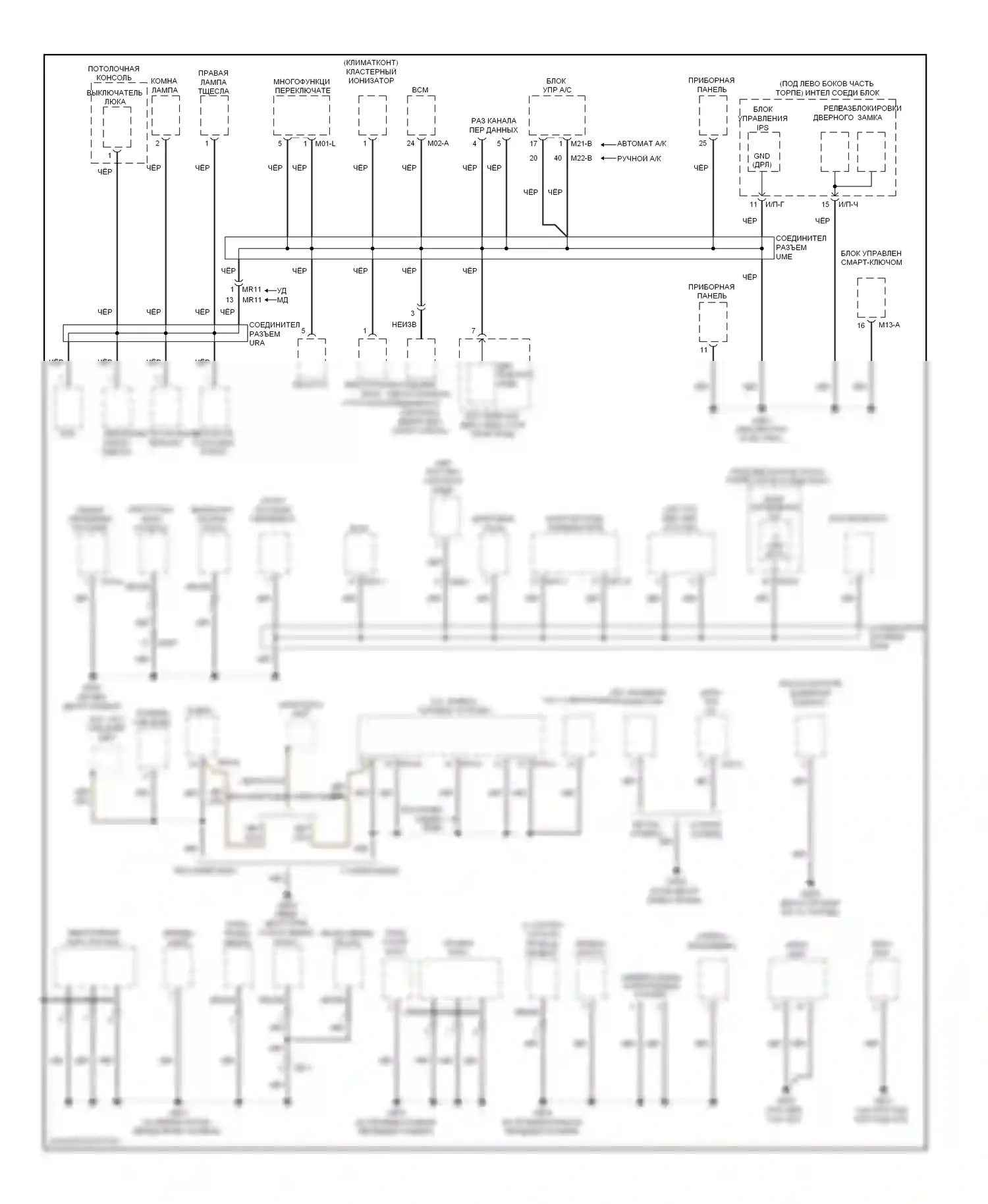Elantra Hyundai V рестайлинг (2013-2016): Электросхема точек подключения масс (1 из 3) 