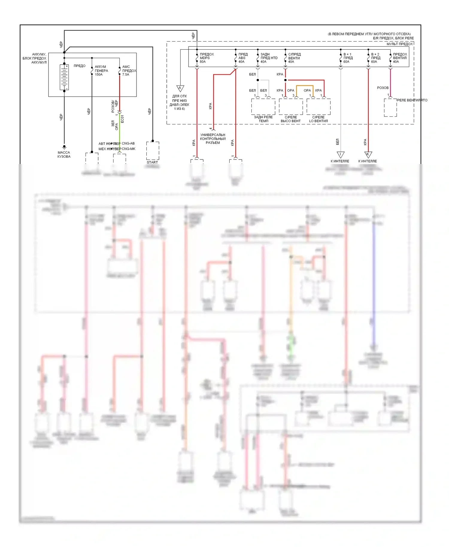 Elantra Hyundai V (2010-2014): Электросхема блока предохранителей реле (1 из 6) 