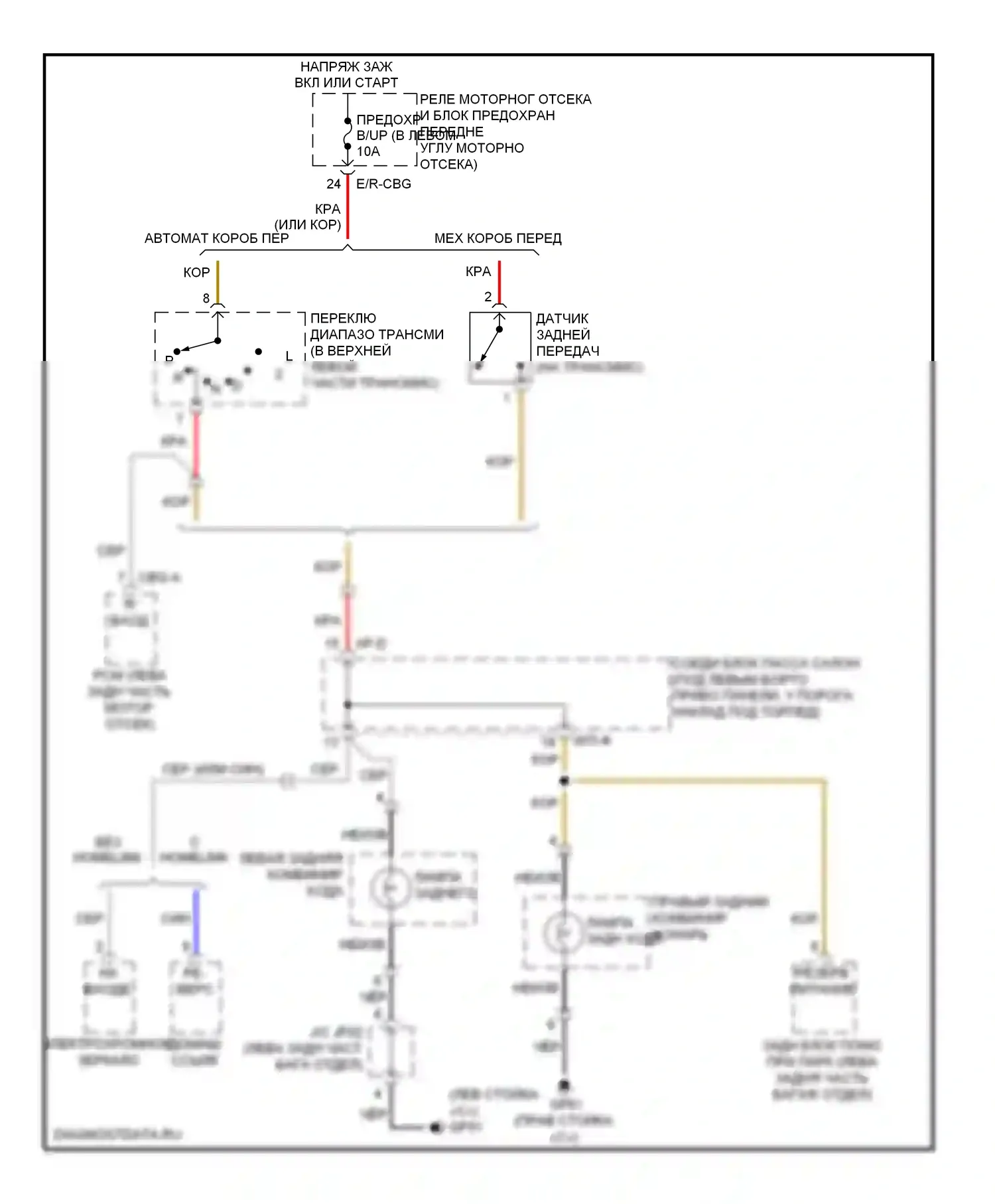 Elantra Hyundai V (2010-2014): Электросхема фонарей заднего хода 