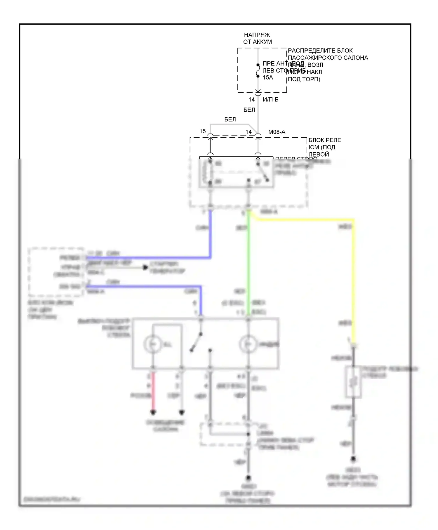 Elantra Hyundai V (2010-2014): Электросхема переднего антиобледенителя 