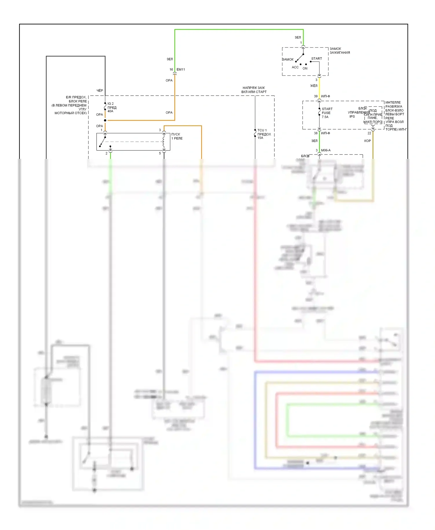 Elantra Hyundai V (2010-2014): Электросхема стартера, без смарт-ключа и иммо 