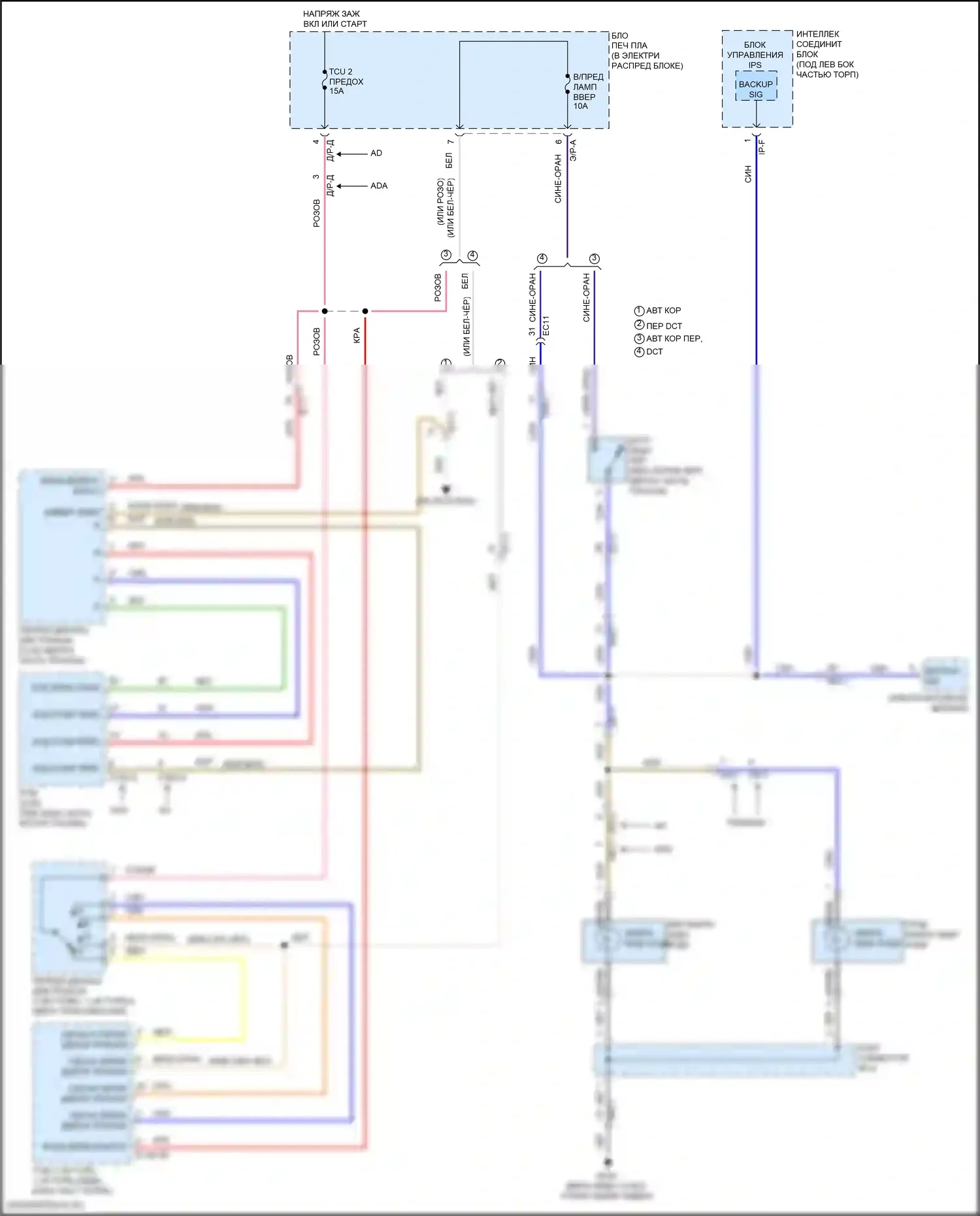 Elantra Hyundai VI рестайлинг (2018-2020): Электросхема фонарей заднего хода 