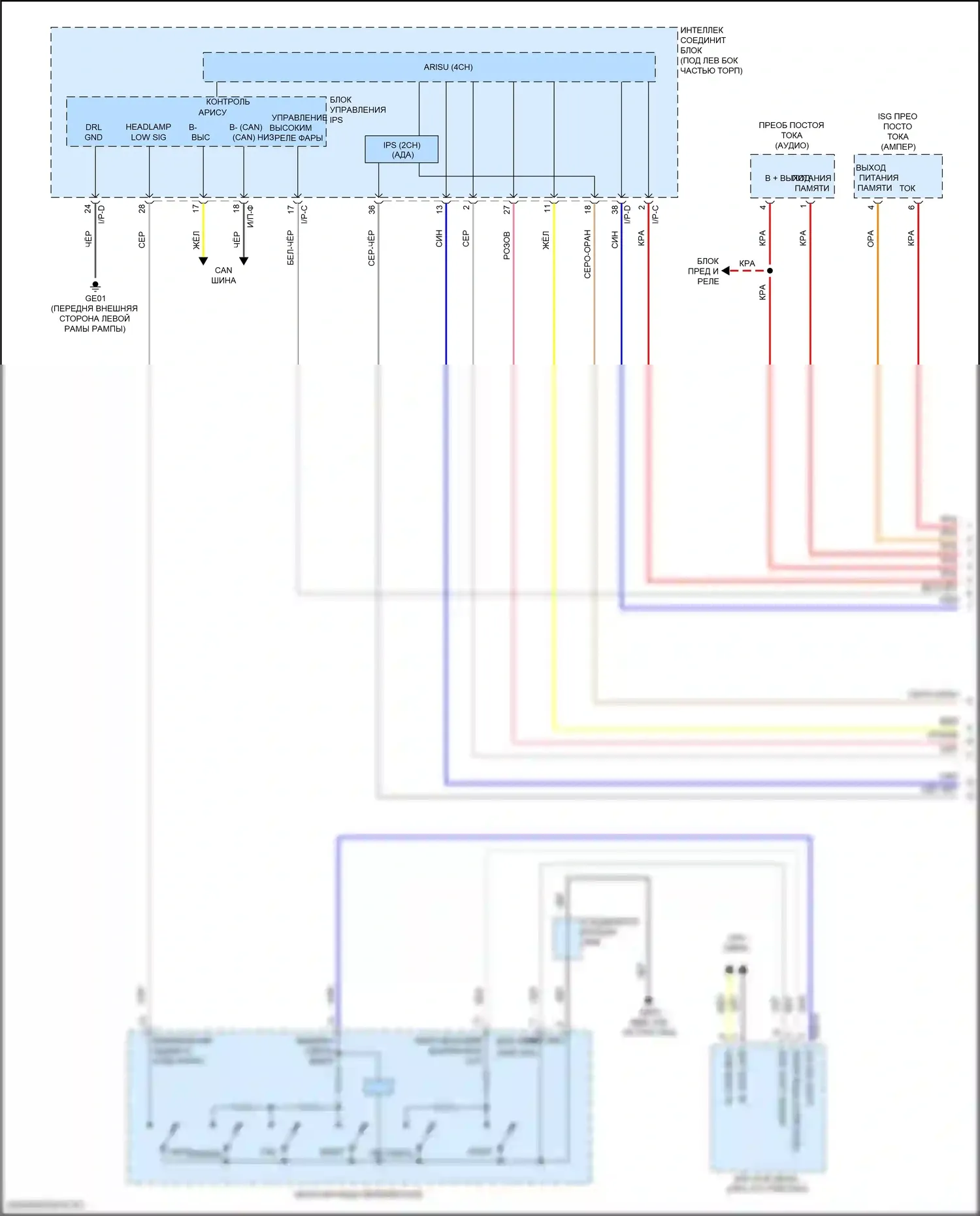 Elantra Hyundai VI рестайлинг (2018-2020): Электросхема фар (1 из 3) 