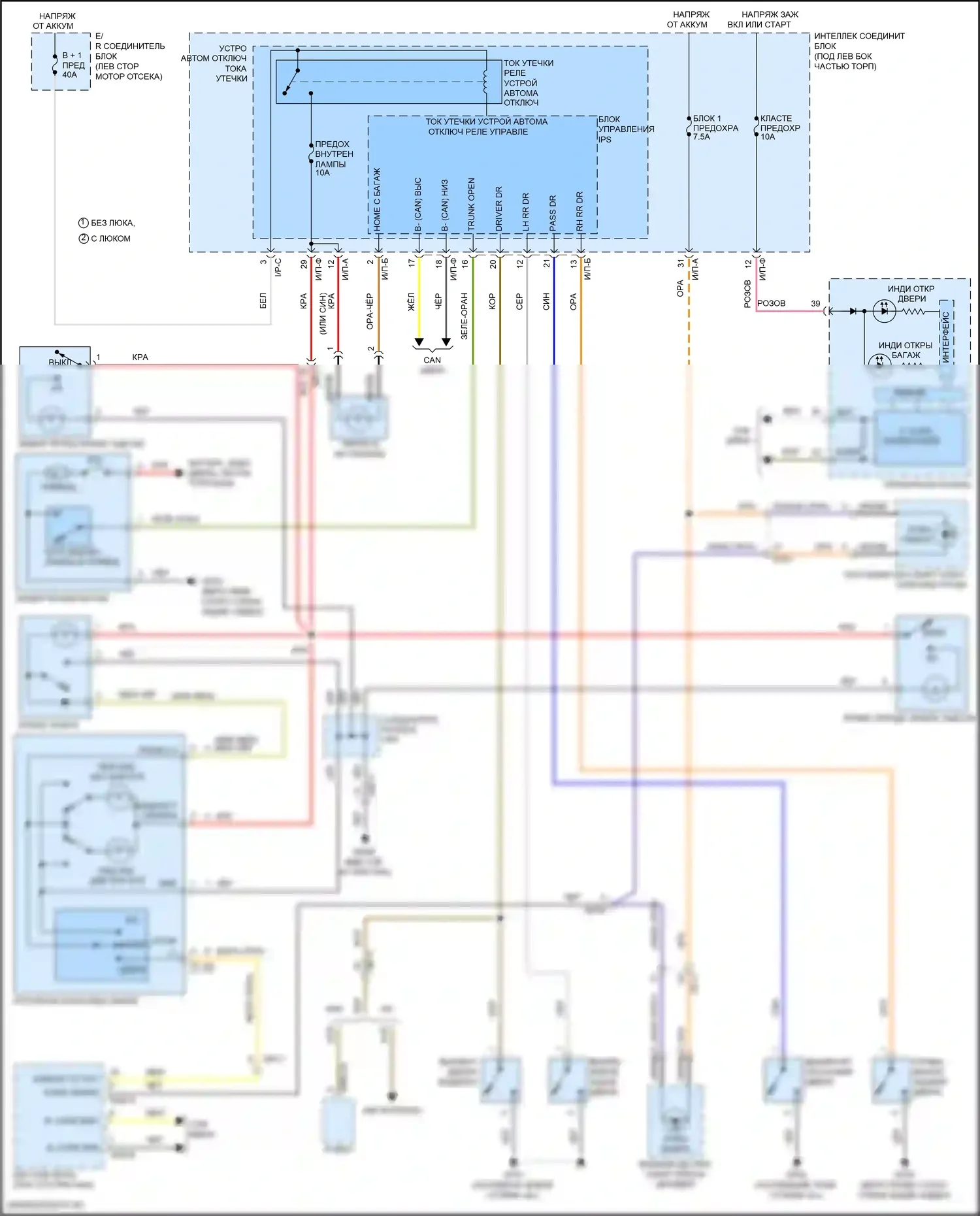 Elantra Hyundai VI рестайлинг (2018-2020): Электросхема освещения салона 