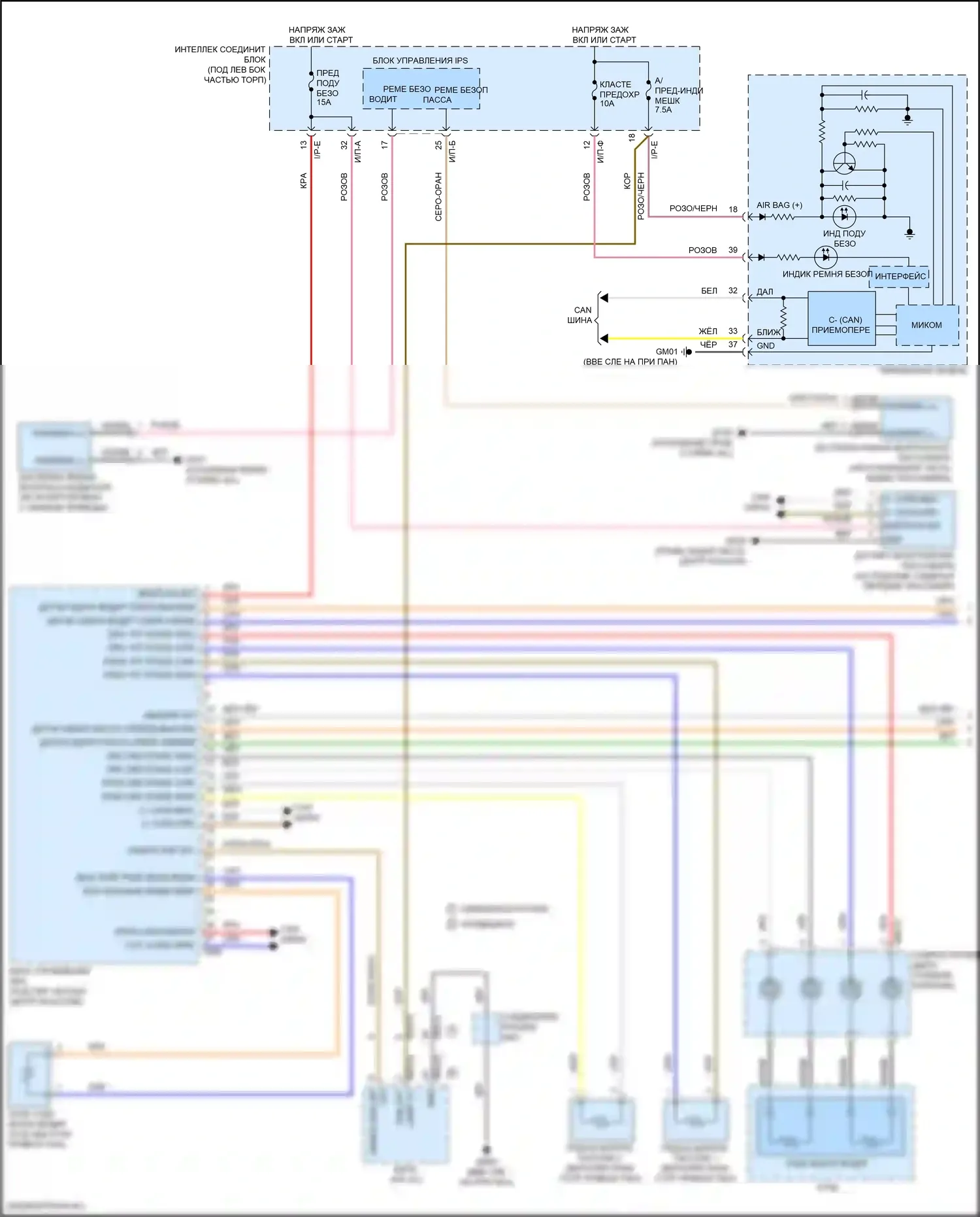 Elantra Hyundai VI рестайлинг (2018-2020): Электросхема подушек безопасности (1 из 2) 