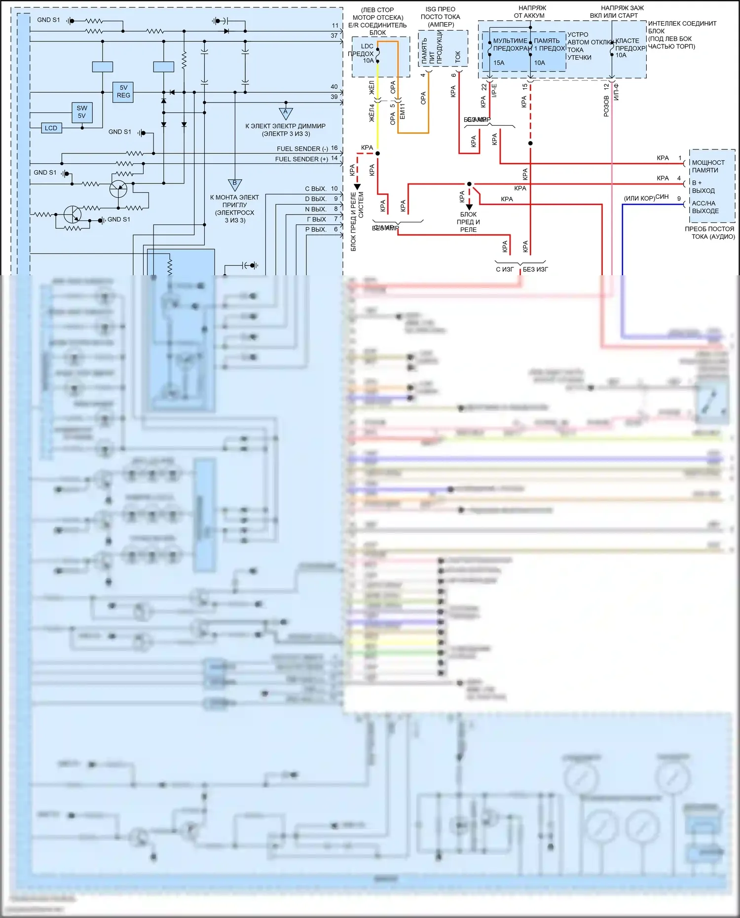 Elantra Hyundai VI рестайлинг (2018-2020): Электросхема приборной панели, ада с обычной панелью (1 из 3) 