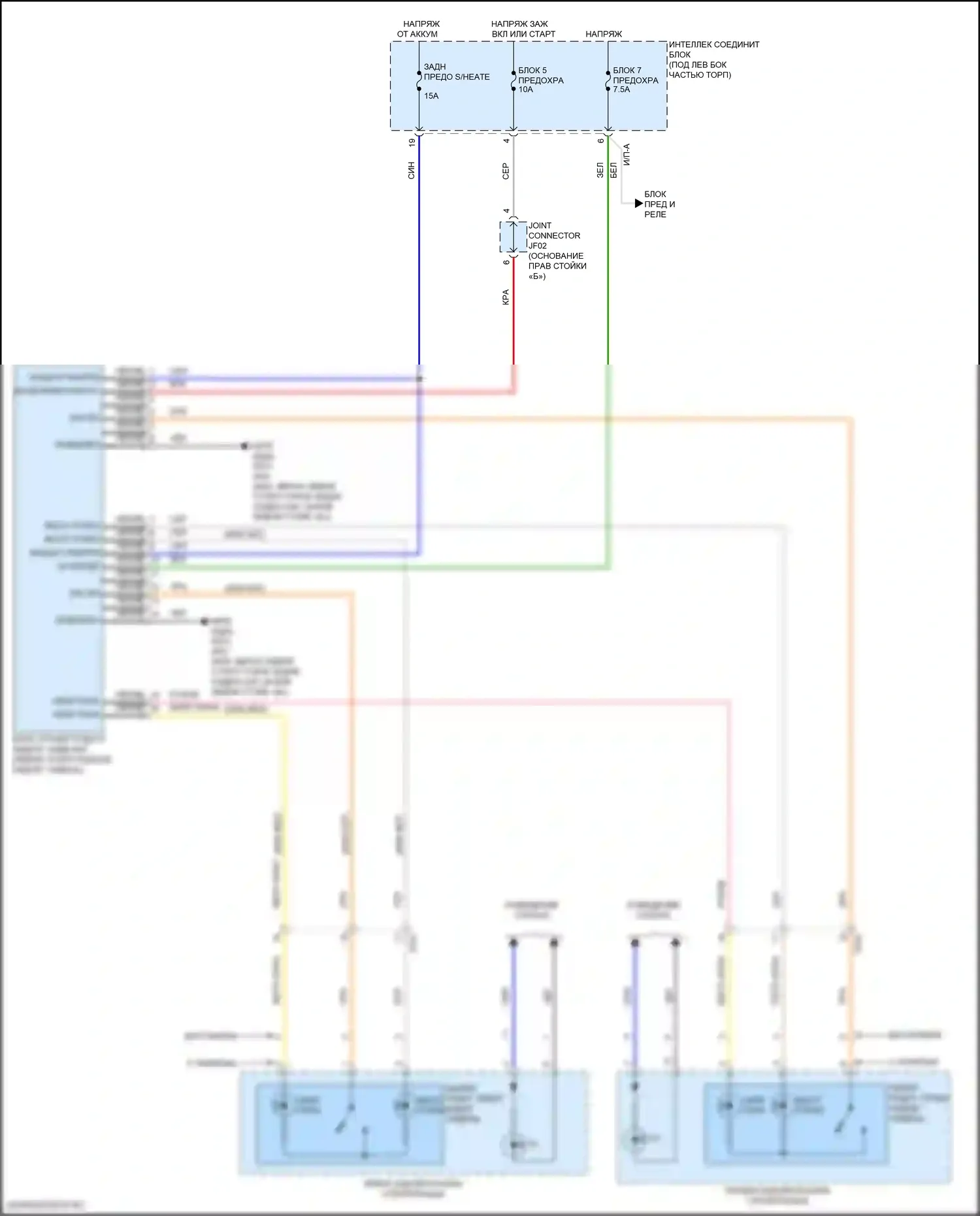 Elantra Hyundai VI рестайлинг (2018-2020): Электросхема задних обогреваемых сидений 