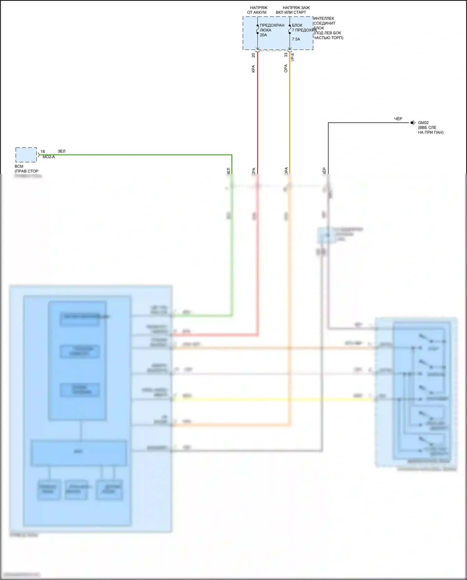 Elantra Hyundai VI рестайлинг (2018-2020): Электросхема складной крыши/люка 