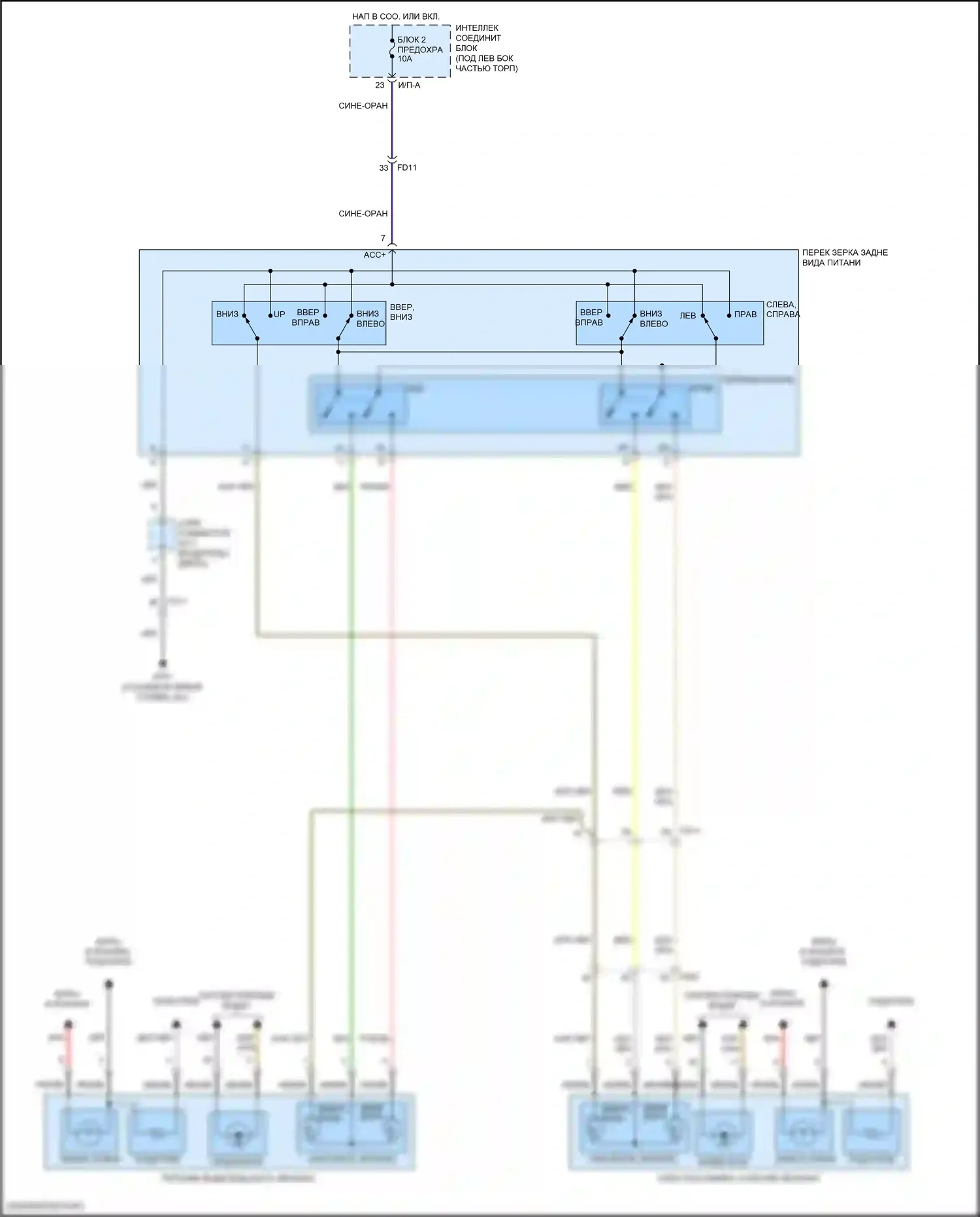 Elantra Hyundai VI рестайлинг (2018-2020): Электросхема управления зеркалами заднего вида 