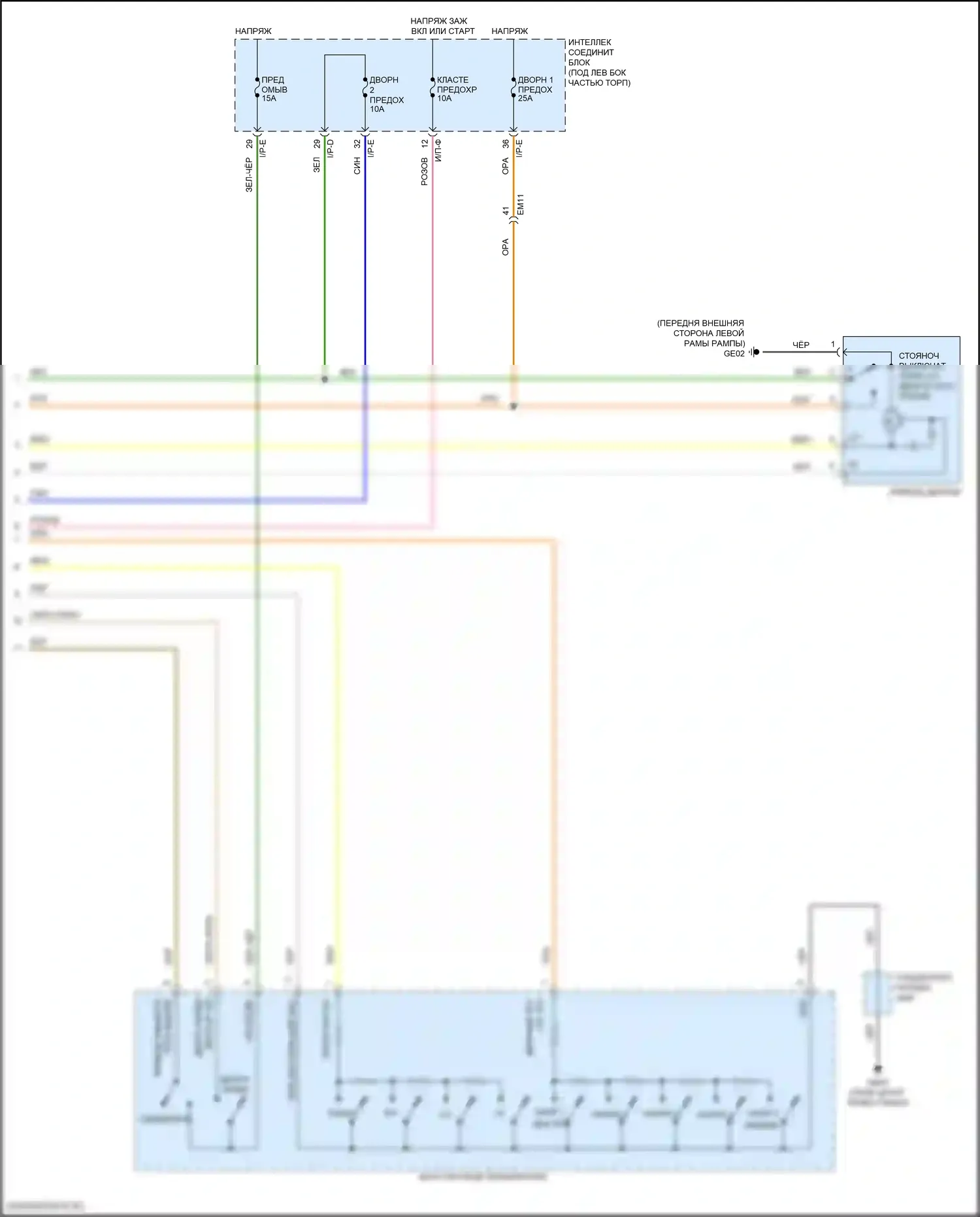 Elantra Hyundai VI (2015-2019): Дворники и омыватели электросхема (2 из 2) 