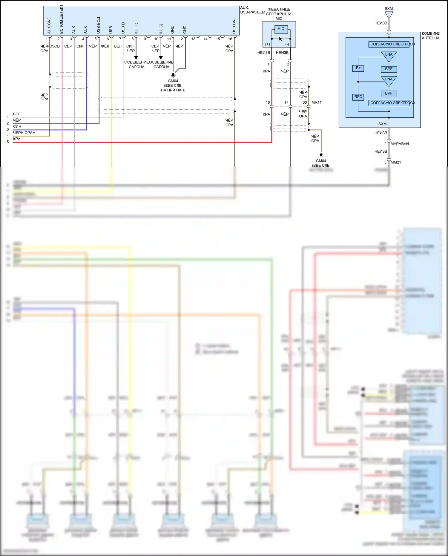 Elantra Hyundai VI (2015-2019): Электросхема магнитолы, без навигации, дисплея и усилителя (2 из 2) 