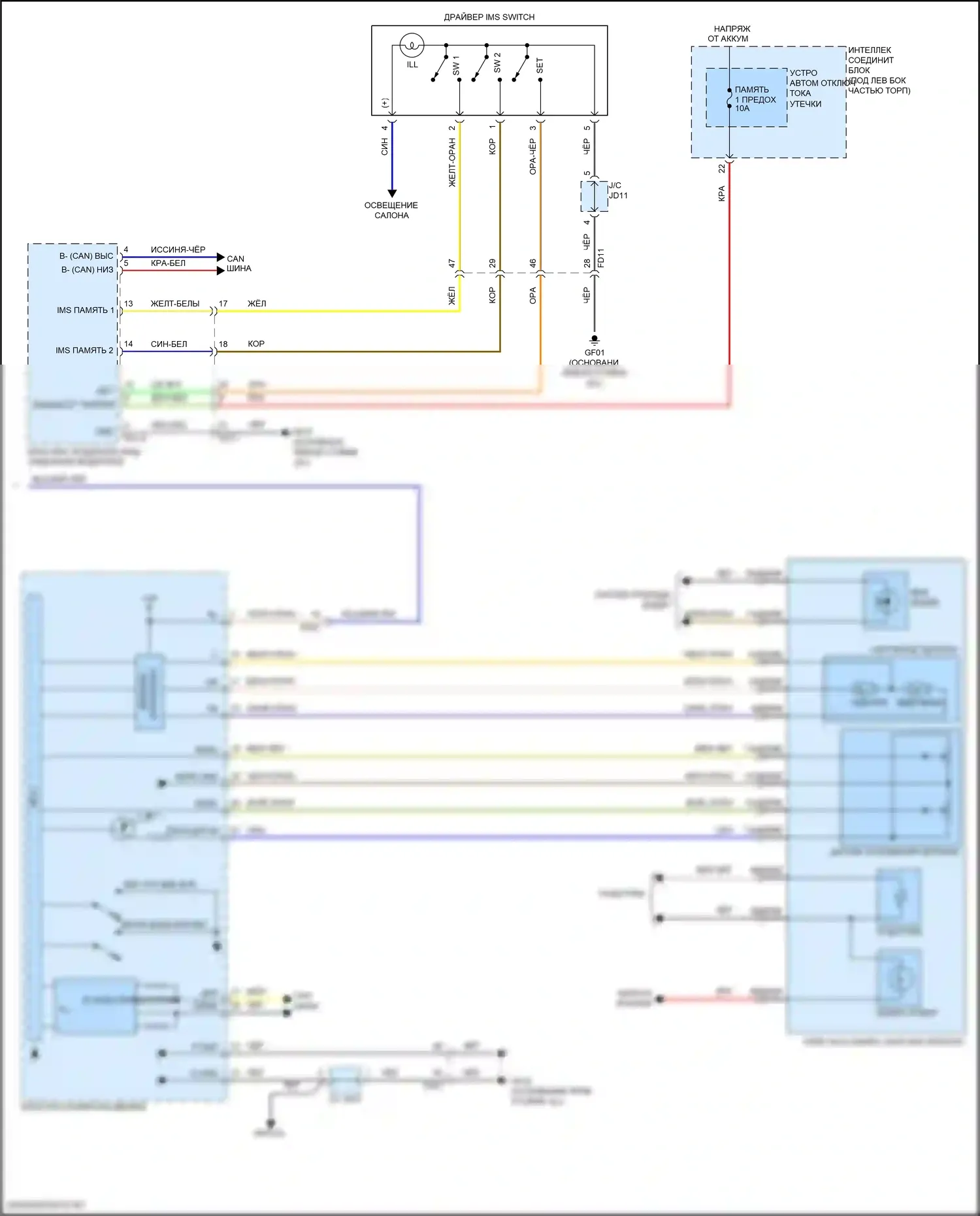 Elantra Hyundai VI (2015-2019): Электросхема памяти зеркал (2 из 2) 