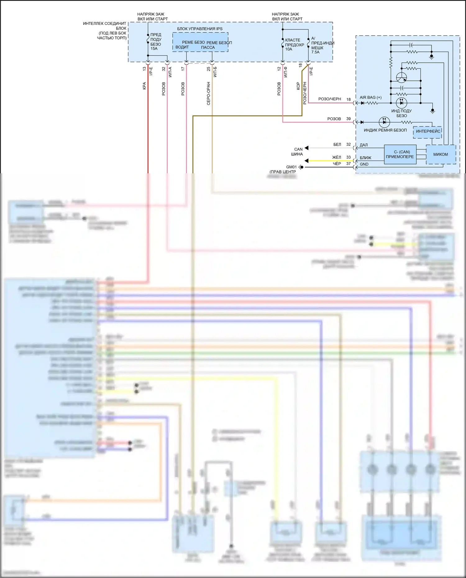 Elantra Hyundai VI (2015-2019): Электросхема подушек безопасности (1 из 2) 
