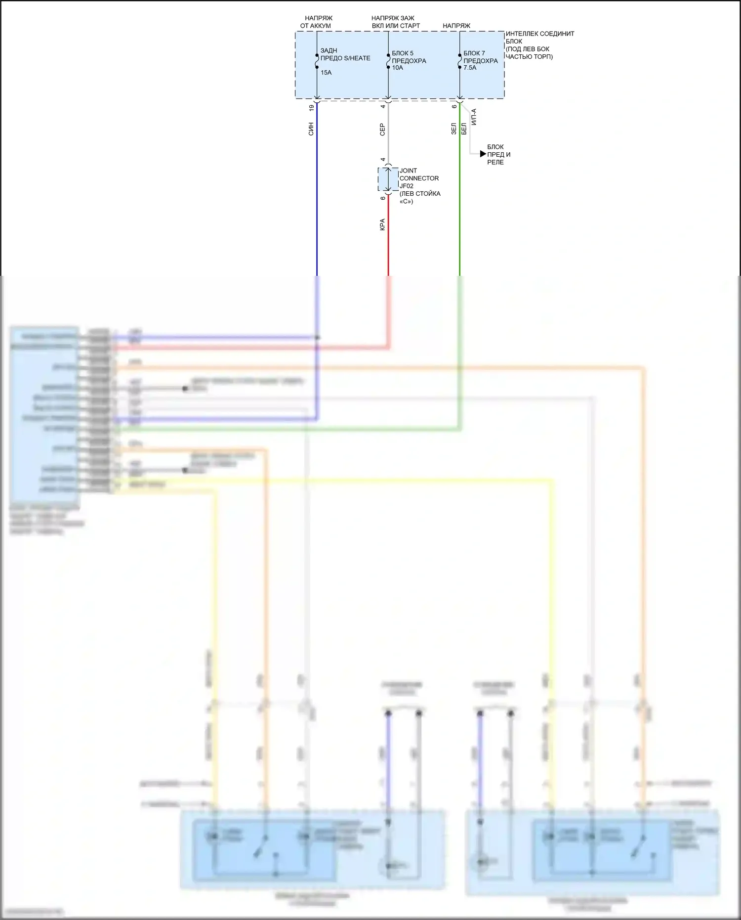 Elantra Hyundai VI (2015-2019): Электросхема задних обогреваемых сидений 