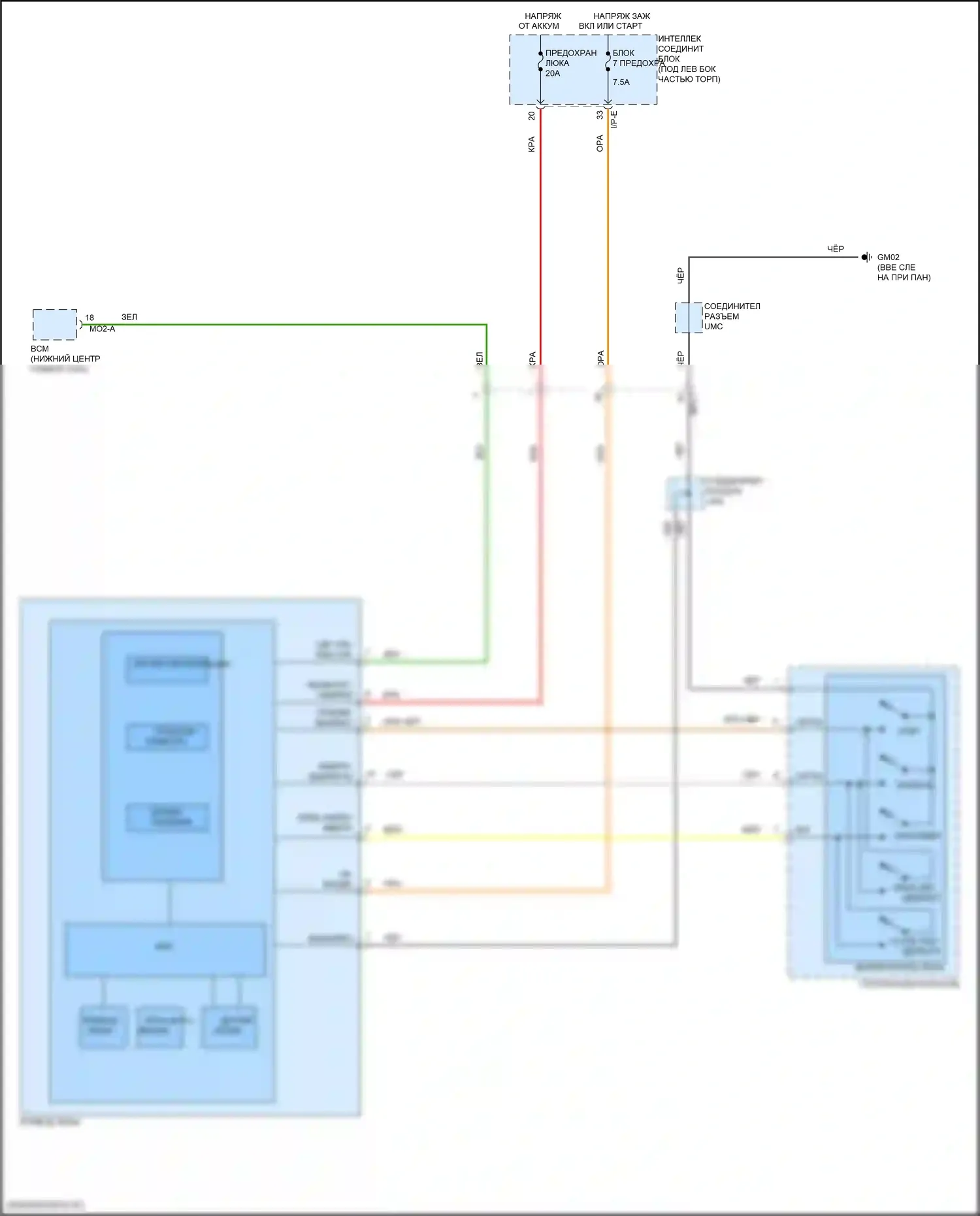 Elantra Hyundai VI (2015-2019): Электросхема складной крыши/люка 