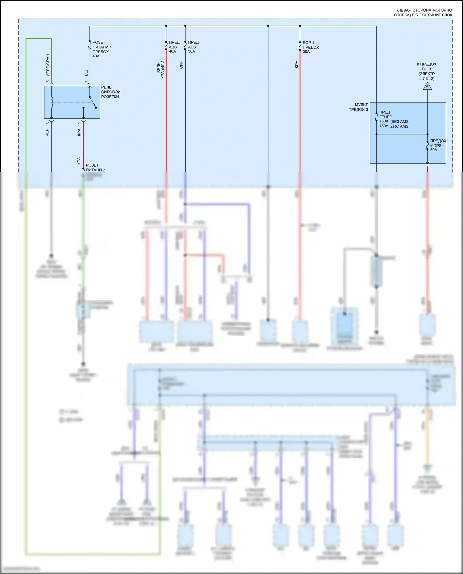 Elantra Hyundai VII рестайлинг (2023-2024): Электросхема блока предохранителей реле, кроме гибридного (1 из 12) 