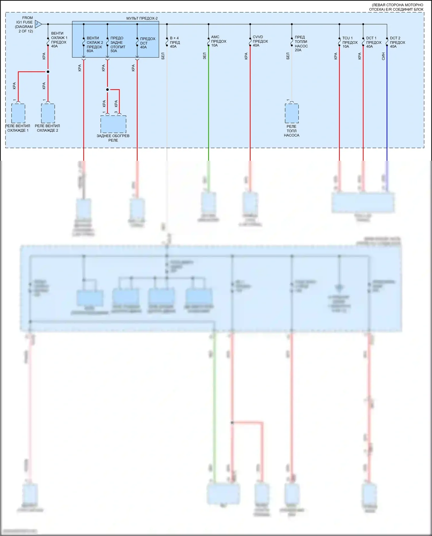 Elantra Hyundai VII рестайлинг (2023-2024): Электросхема блока предохранителей реле, кроме гибридного (8 из 12) 