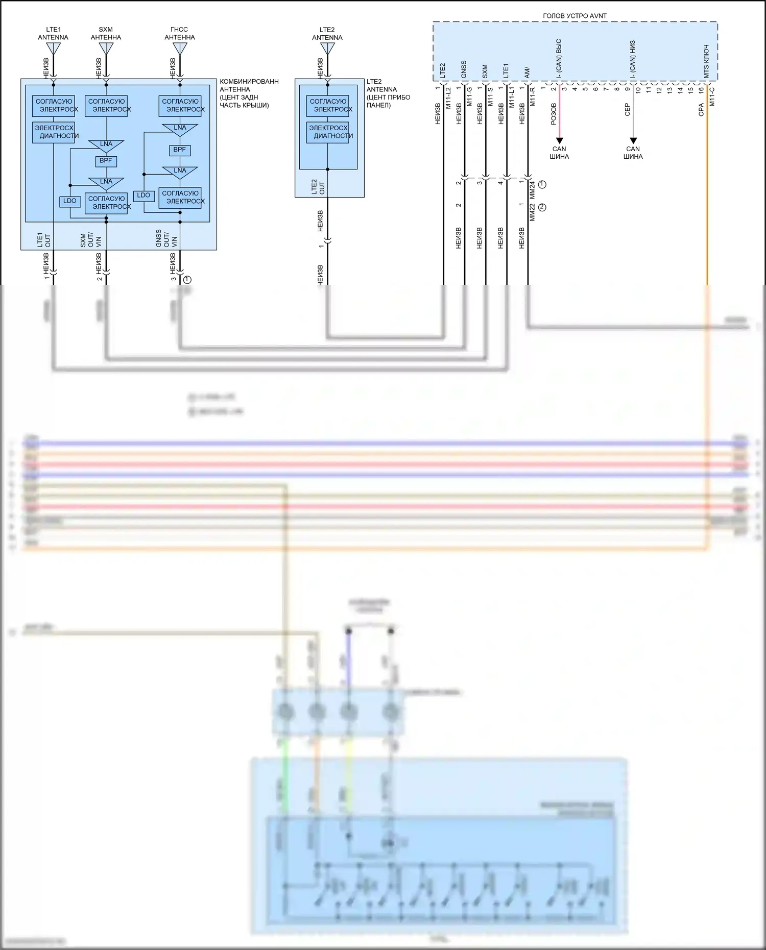 Elantra Hyundai VII рестайлинг (2023-2024): Электросхема радиосистемы, с навигацией и усилителем (3 из 4) 