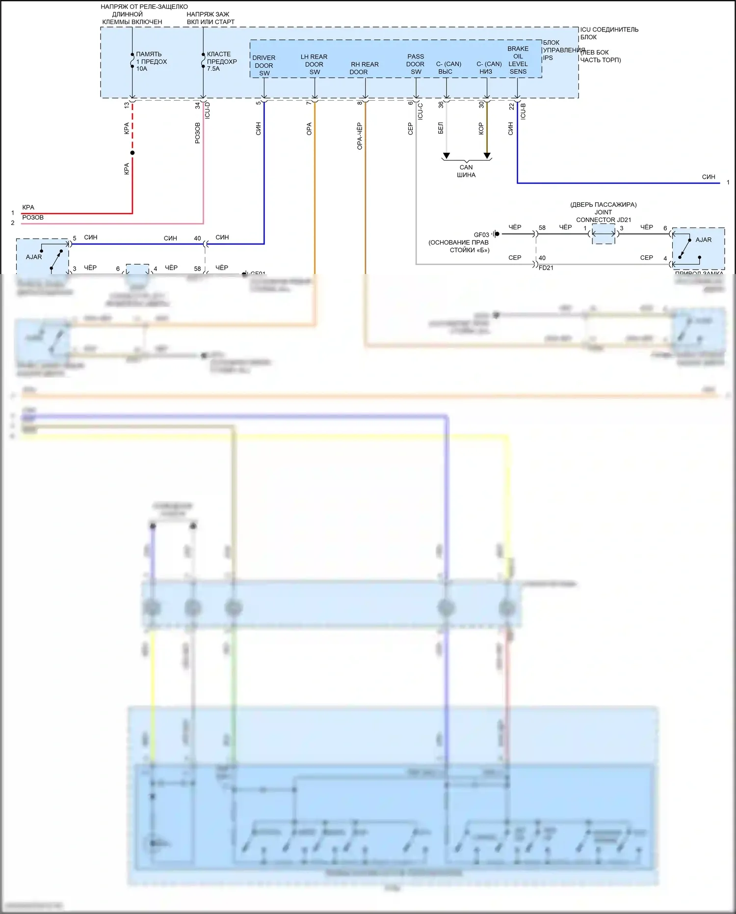 Elantra Hyundai VII рестайлинг (2023-2024): Электросхема приборной панели, гибрид с 10,25-дюймовым tft lcd (2 из 3) 
