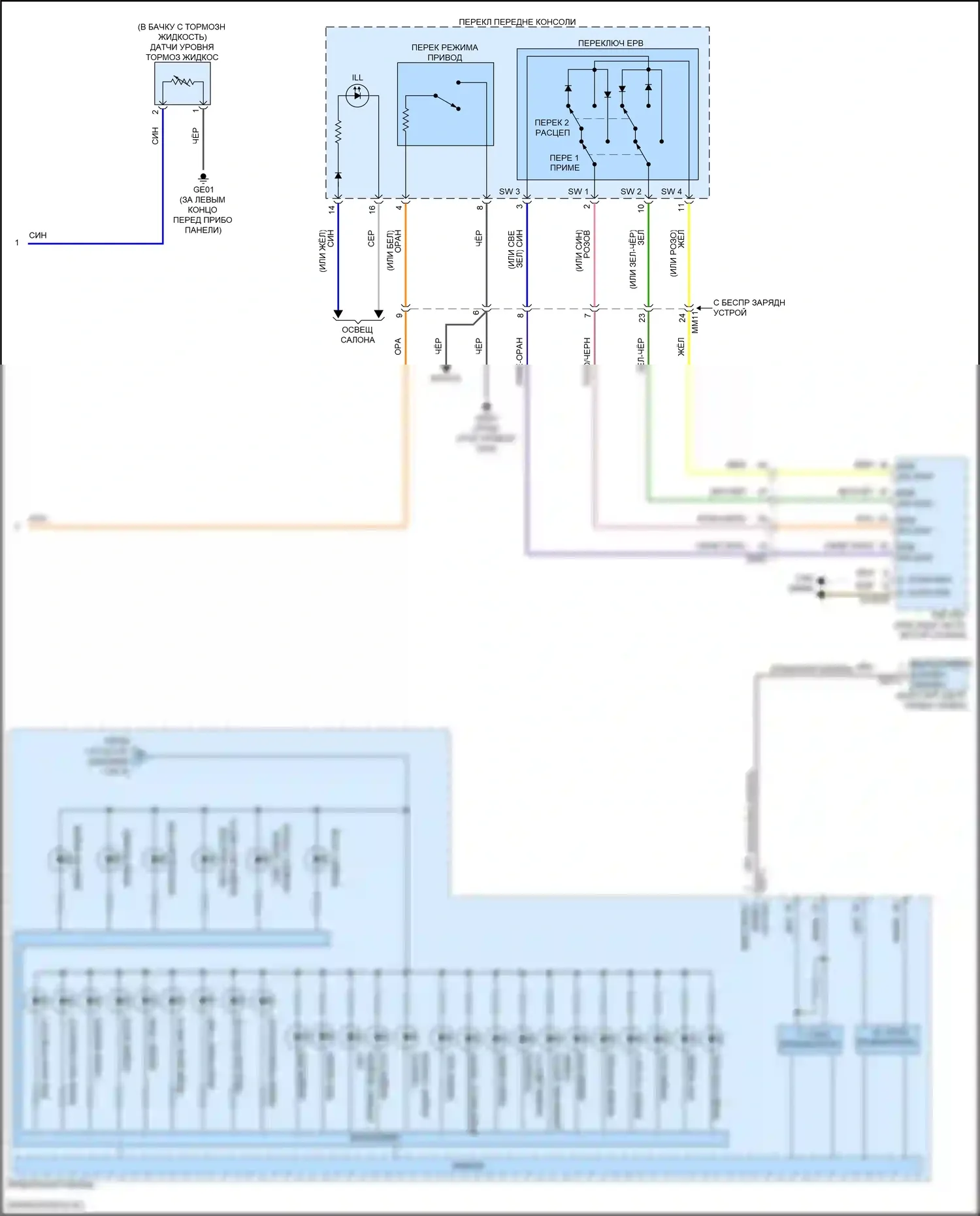 Elantra Hyundai VII рестайлинг (2023-2024): Электросхема приборной панели, гибрид с 4,2-дюймовым жк-дисплеем (3 из 3) 