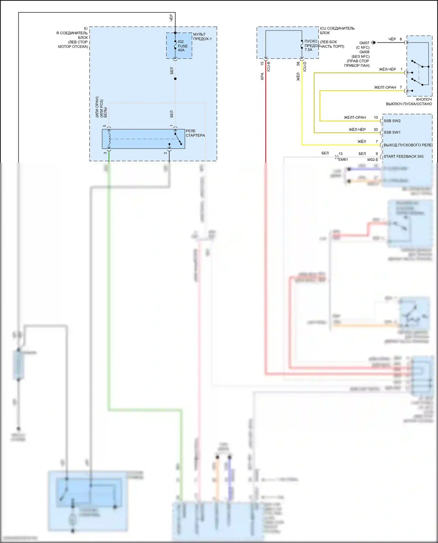 Elantra Hyundai VII рестайлинг (2023-2024): Электросхема стартера, с интеллектуальным ключом 