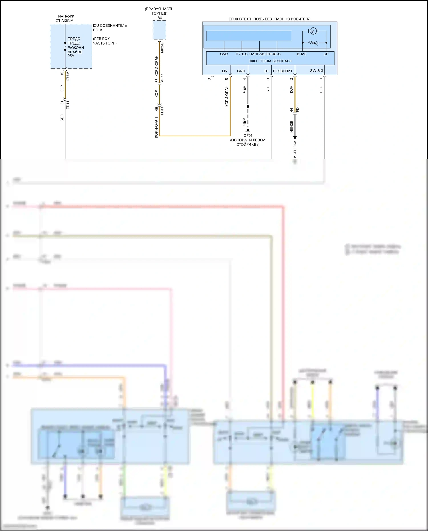 Elantra Hyundai VII рестайлинг (2023-2024): 1,6-литровый гибрид, электросхема стеклоподъемников, с автоматическим подъемом/спуском водителя и стеклоподъемниками безопасности (2 из 2) 