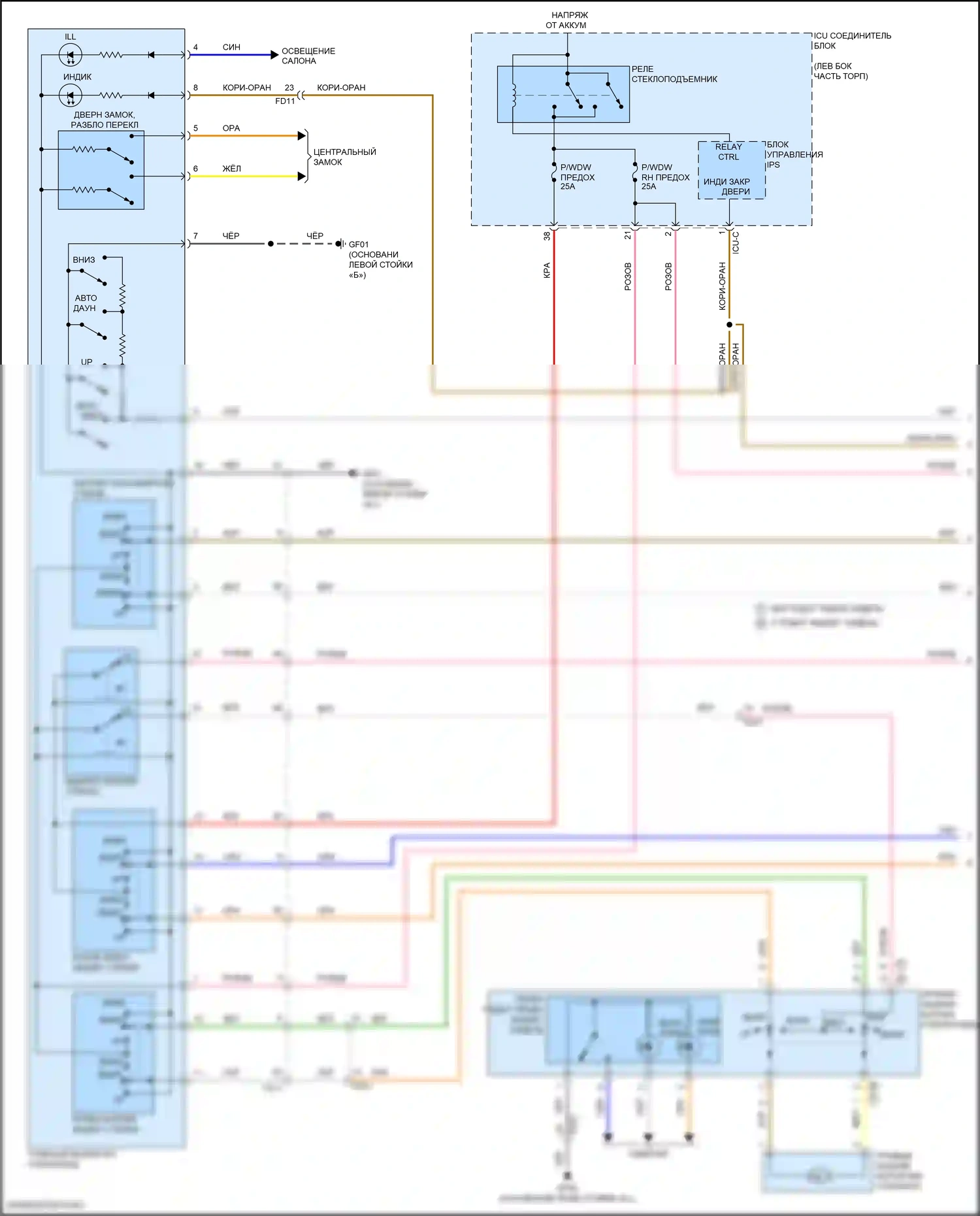Elantra Hyundai VII рестайлинг (2023-2024): 1,6л турбо, электросхема стеклоподъемников, с автоматическим подъемом/спуском водителя и стеклоподъемниками безопасности (1 из 2) 