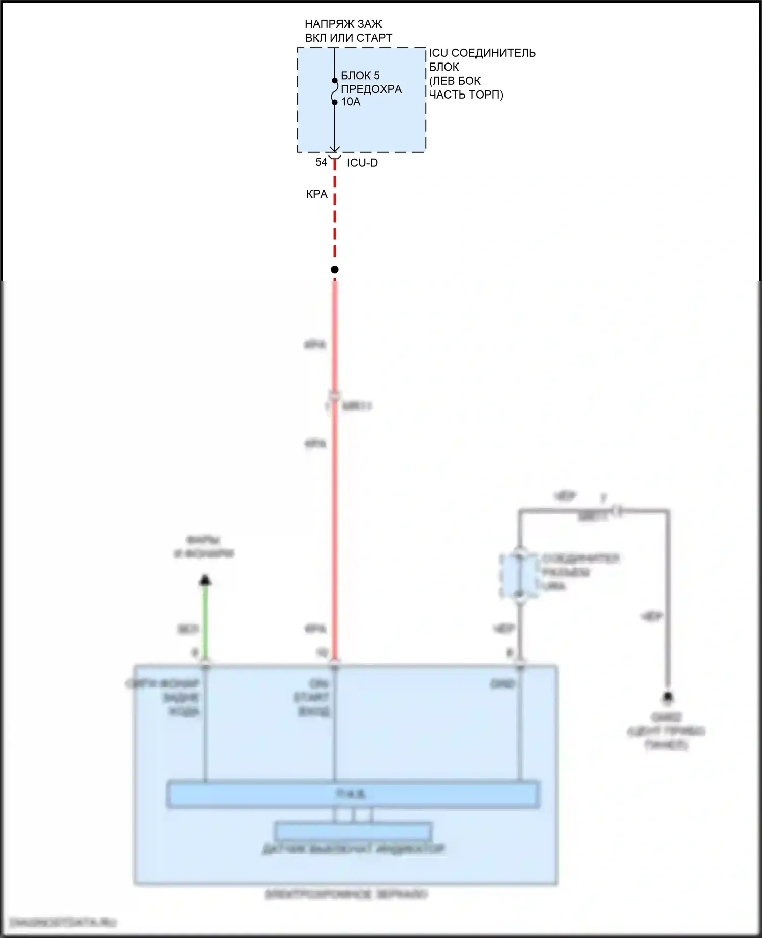 Elantra Hyundai VII рестайлинг (2023-2024): Электросхема электрохромного зеркала 