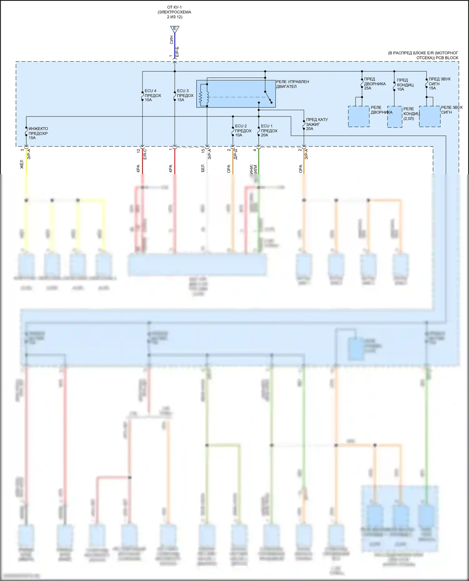 Elantra Hyundai VII (2020-2024): Электросхема блока предохранителей реле, кроме гибридного (12 из 12) 