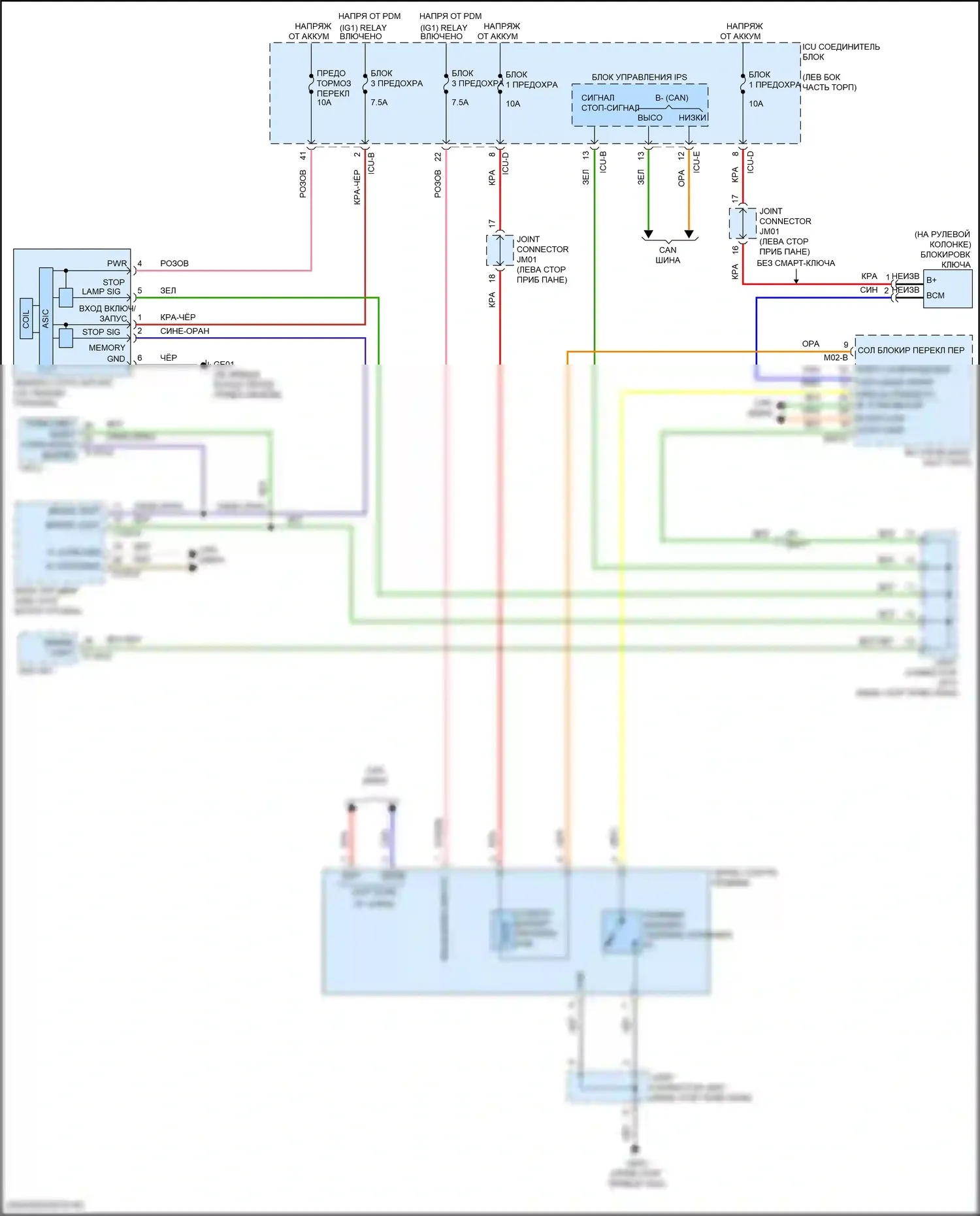 Elantra Hyundai VII (2020-2024): Электросхема блокировки селектора, гибридная 