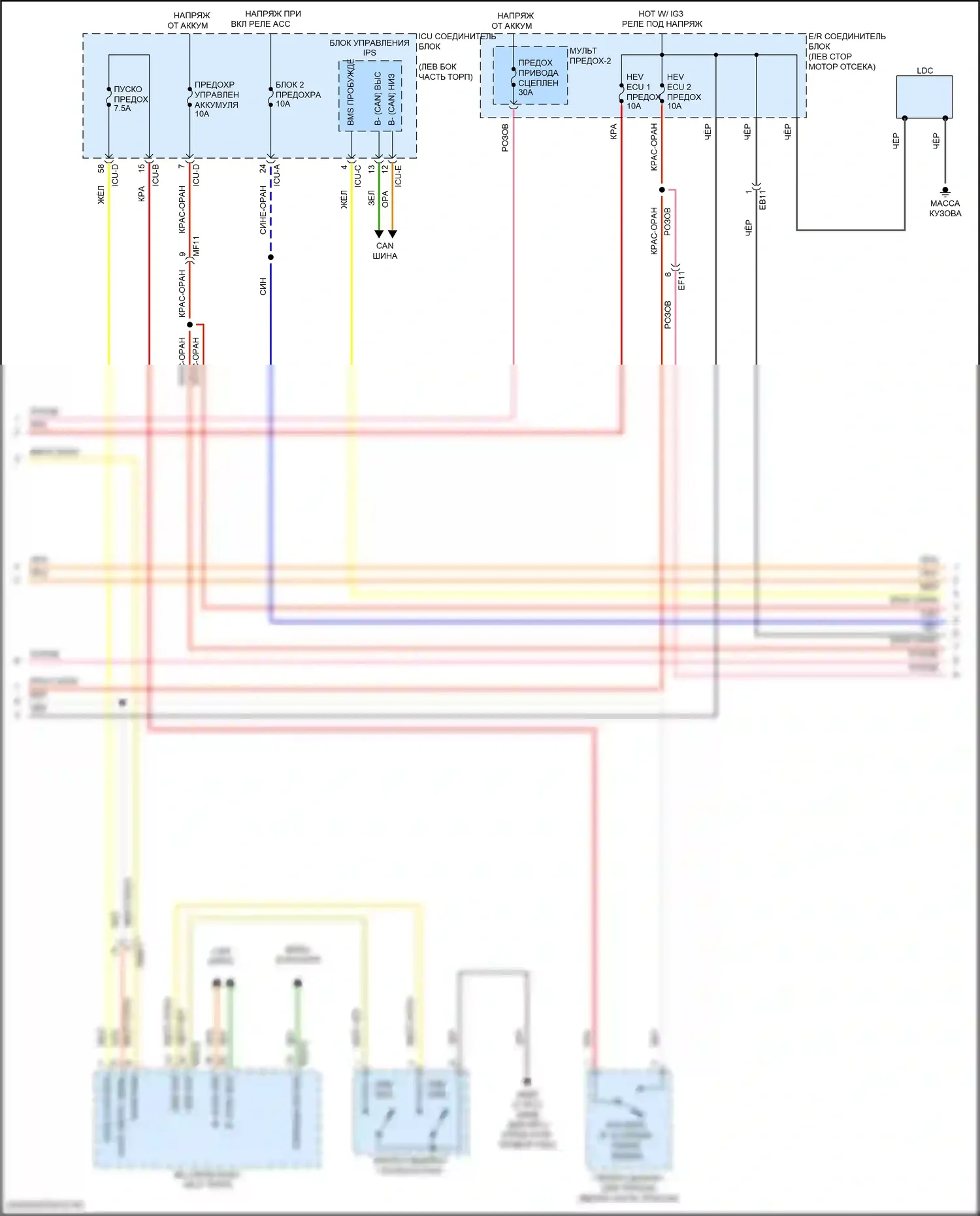 Elantra Hyundai VII (2020-2024): Электросхема двигатель 1.6л гибрид, электросхема управления гибридом (3 из 8) 