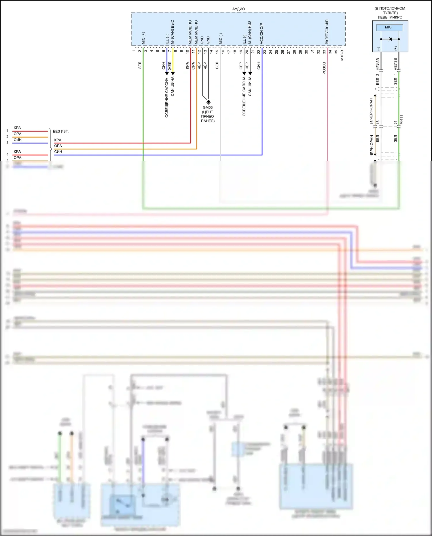 Elantra Hyundai VII (2020-2024): Электросхема радиопровода, без навигации, с усилителем (2 из 4) 