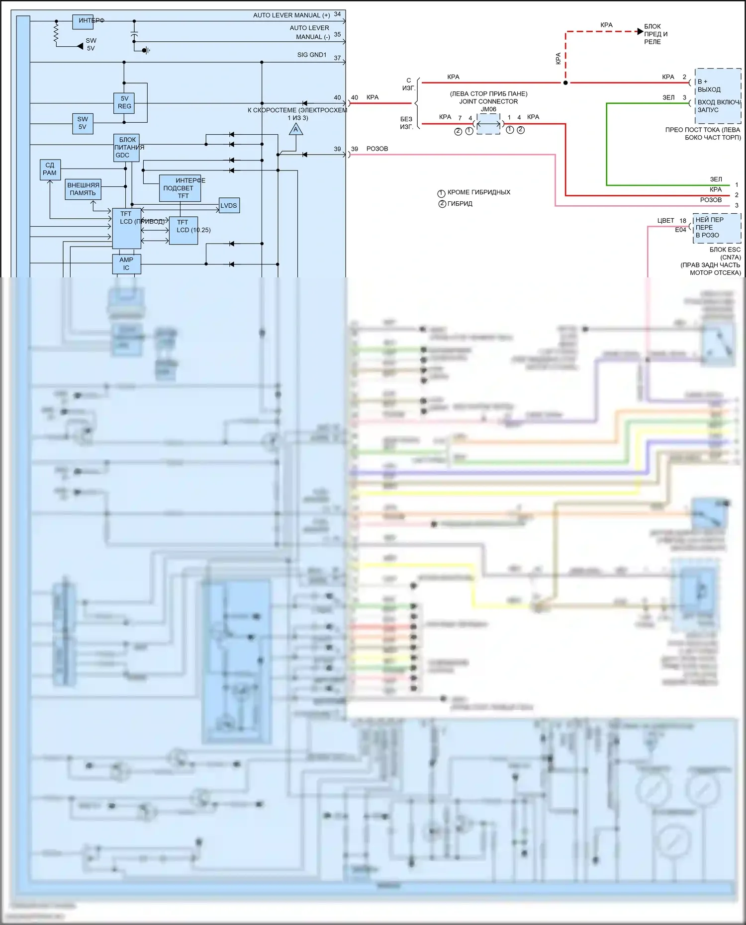 Elantra Hyundai VII (2020-2024): Электросхема приборной панели, с 10,25-дюймовым tft lcd (1 из 3) 
