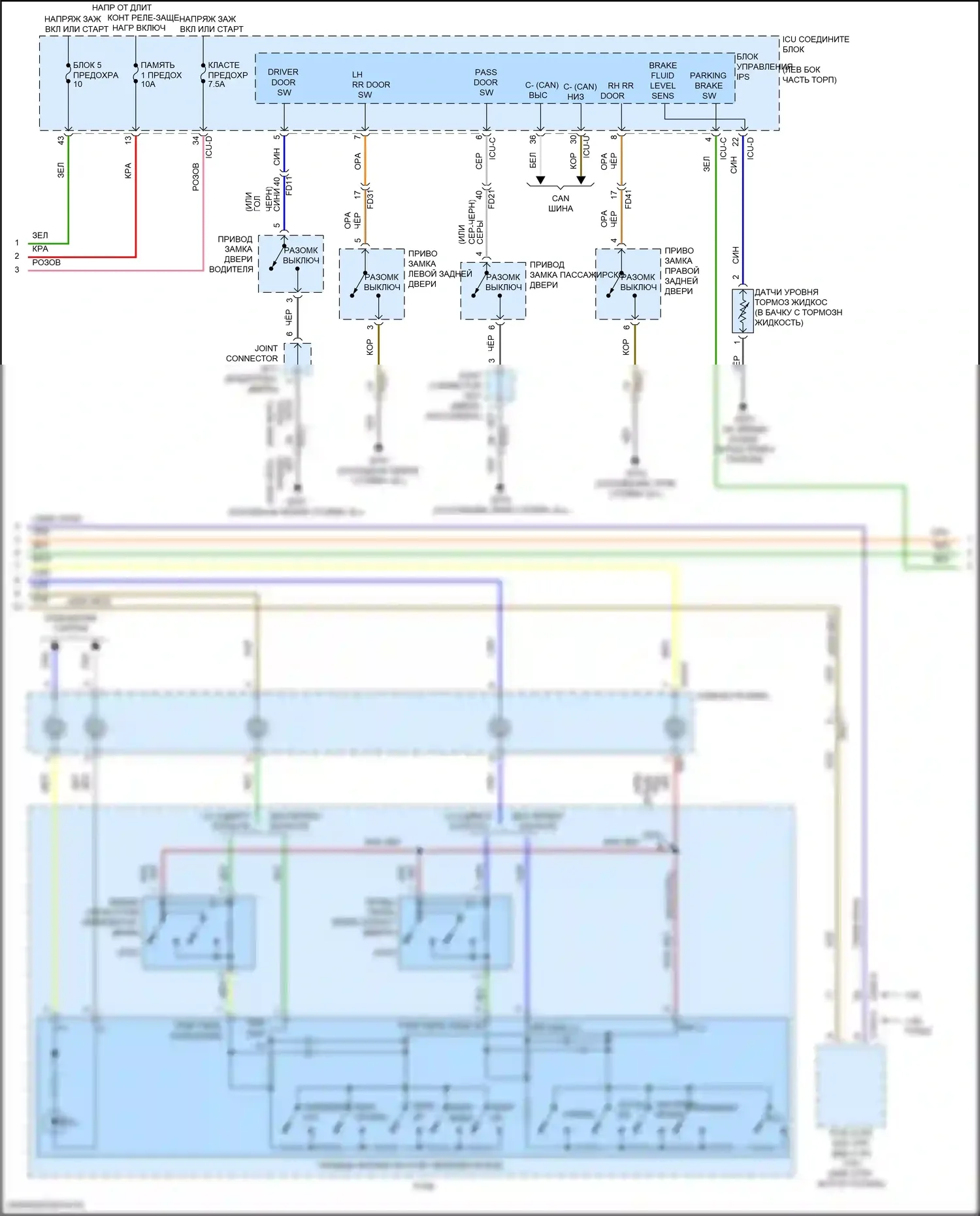 Elantra Hyundai VII (2020-2024): Электросхема приборной панели, с 4,2-дюймовым жк-дисплеем (2 из 3) 