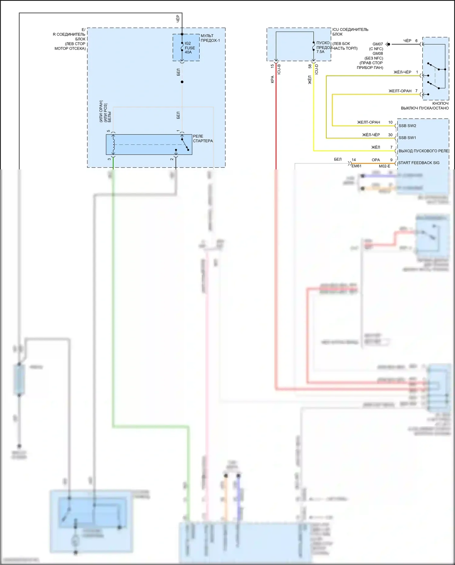 Elantra Hyundai VII (2020-2024): Электросхема стартера, cn7 с интеллектуальным ключом 
