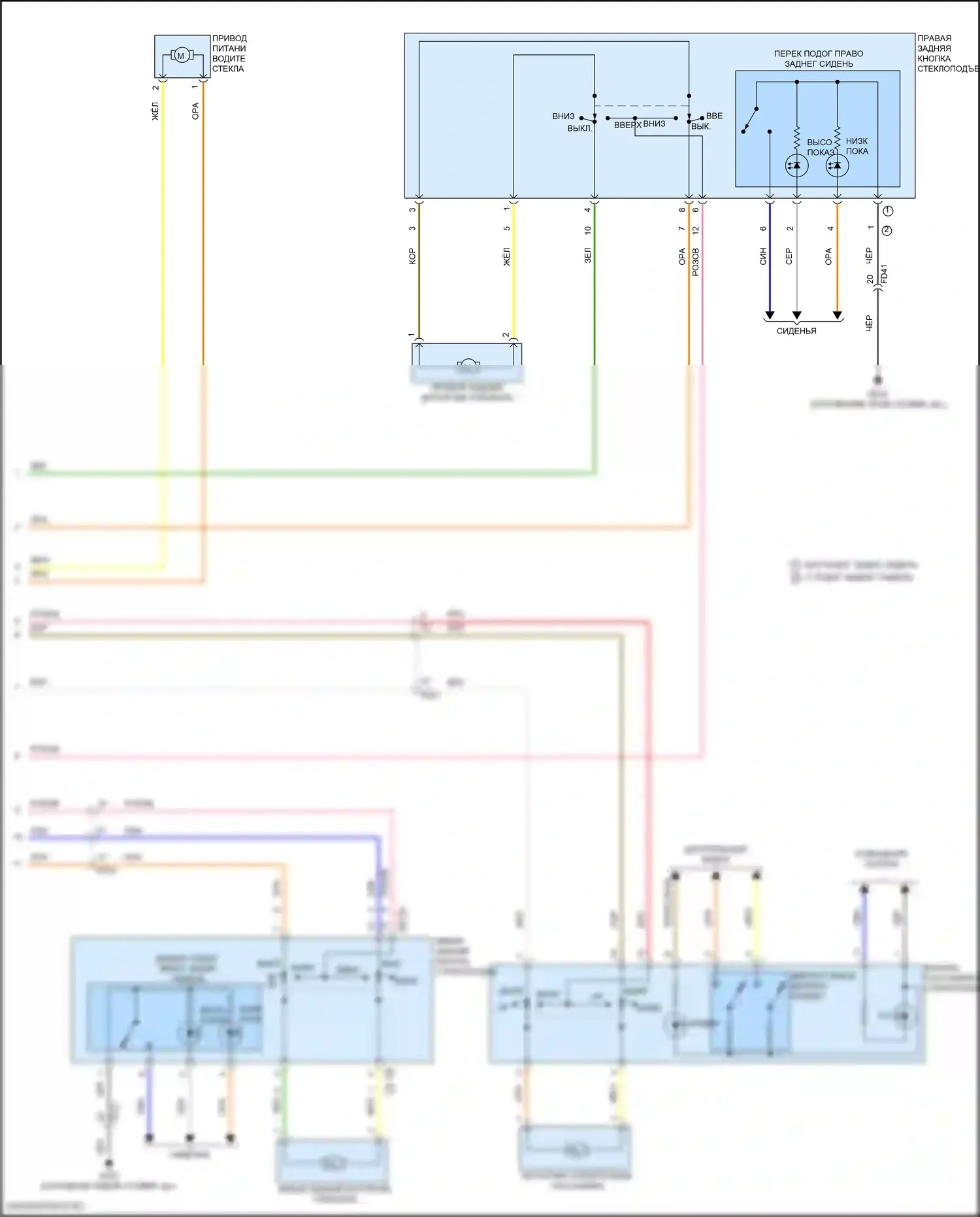Elantra Hyundai VII (2020-2024): Электросхема стеклоподъемников, гибрид с автоматическим включением/выключением стеклоподъемников (2 из 2) 
