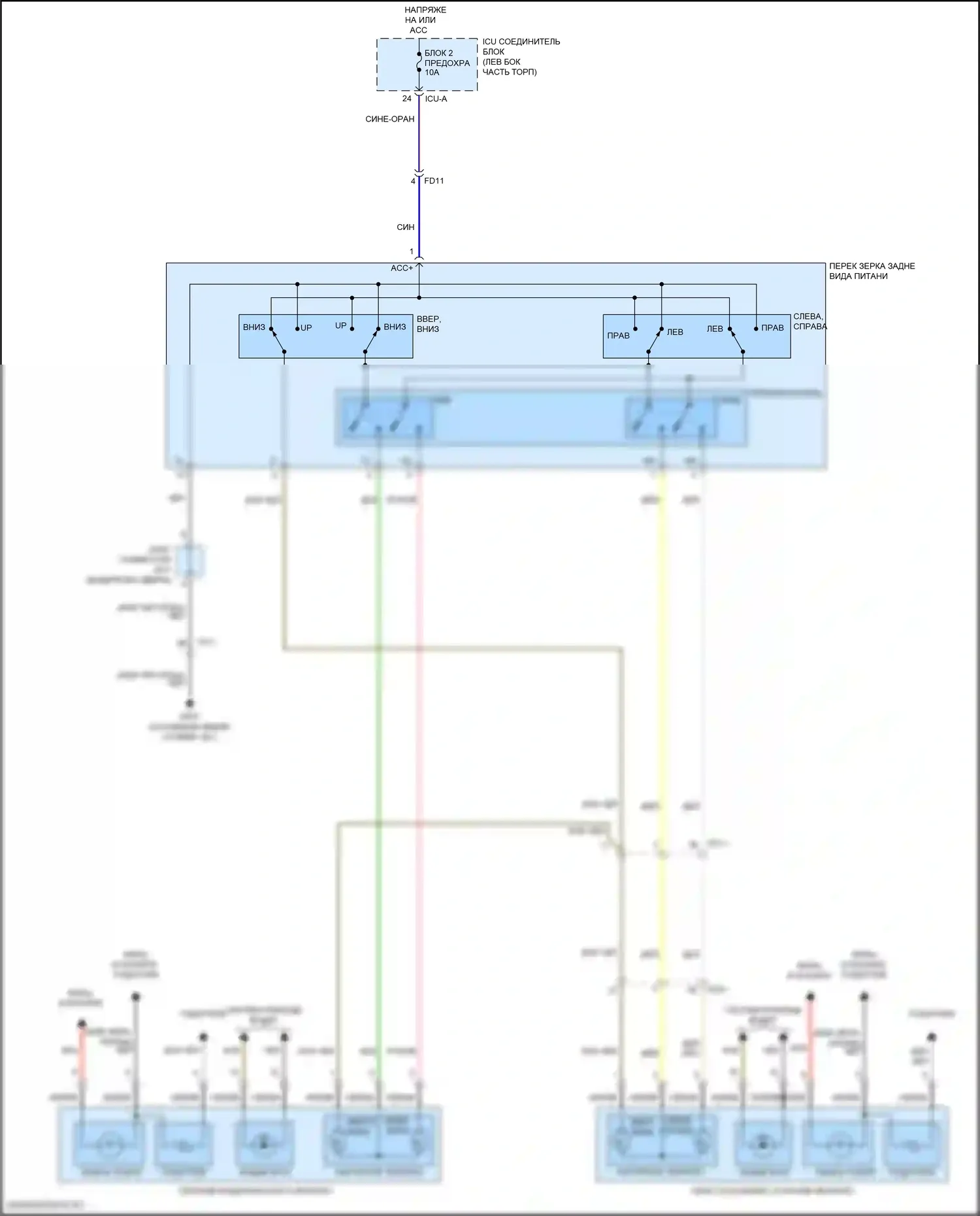 Elantra Hyundai VII (2020-2024): Электросхема управления зеркалами заднего вида 
