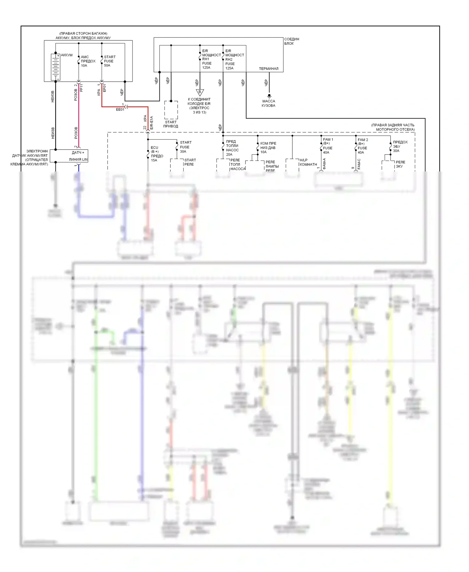 Equus Hyundai II рестайлинг (2013-2016): Электросхема блока предохранителей реле (1 из 13) 