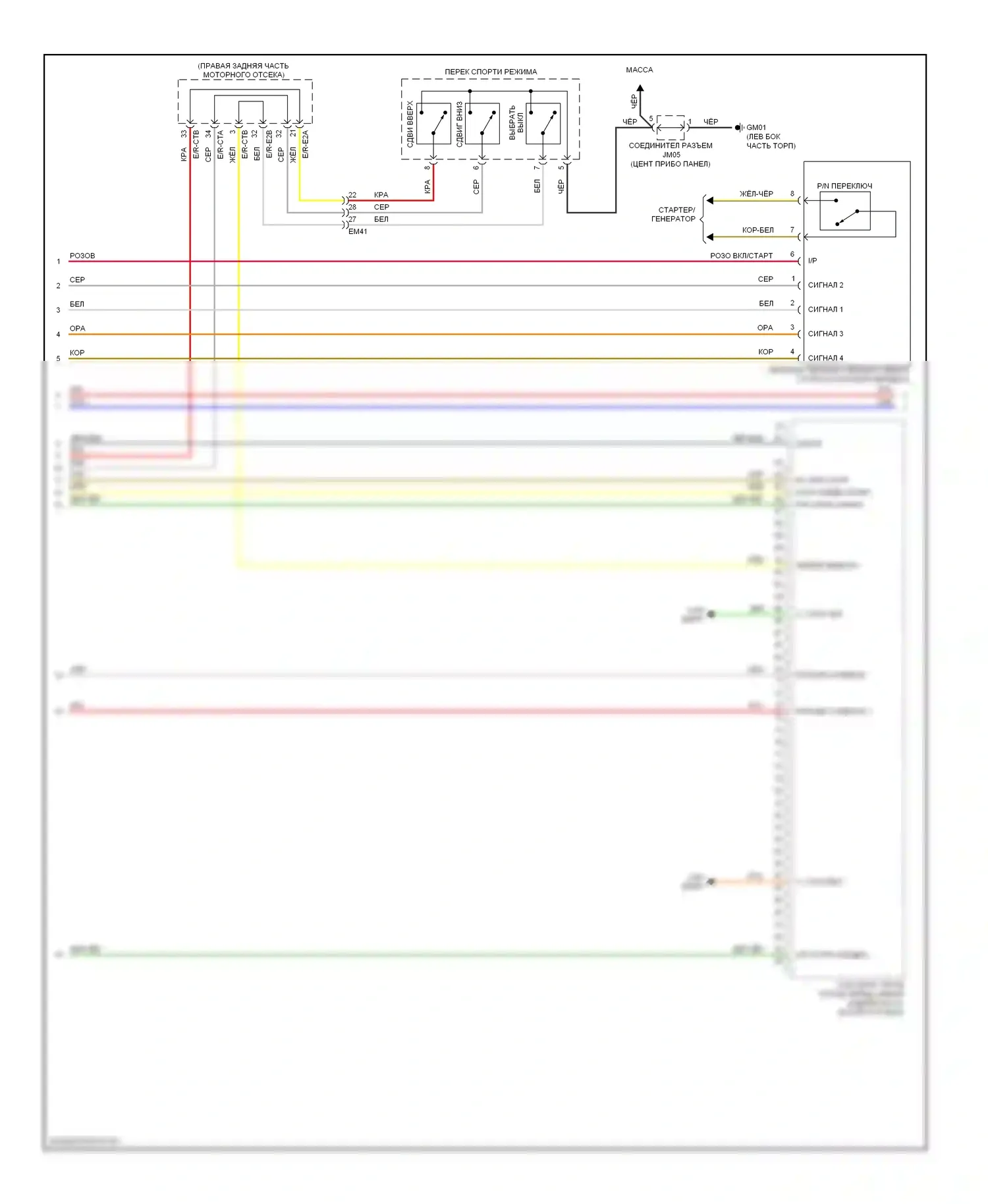 Equus Hyundai II рестайлинг (2013-2016): Электросхема коробки передач (2 из 3) 