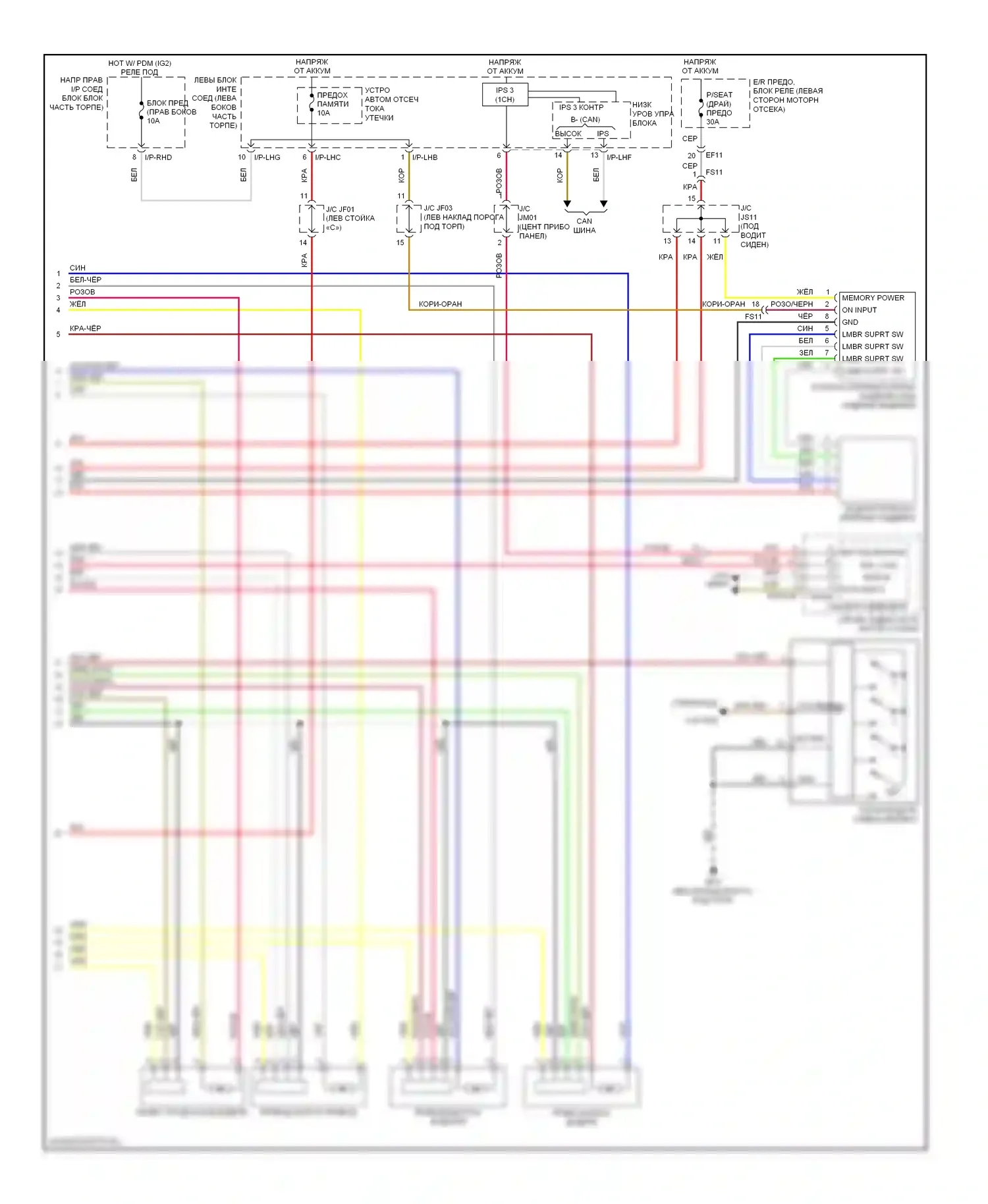 Equus Hyundai II рестайлинг (2013-2016): Электросхема сиденья памяти водителя (2 из 2) 
