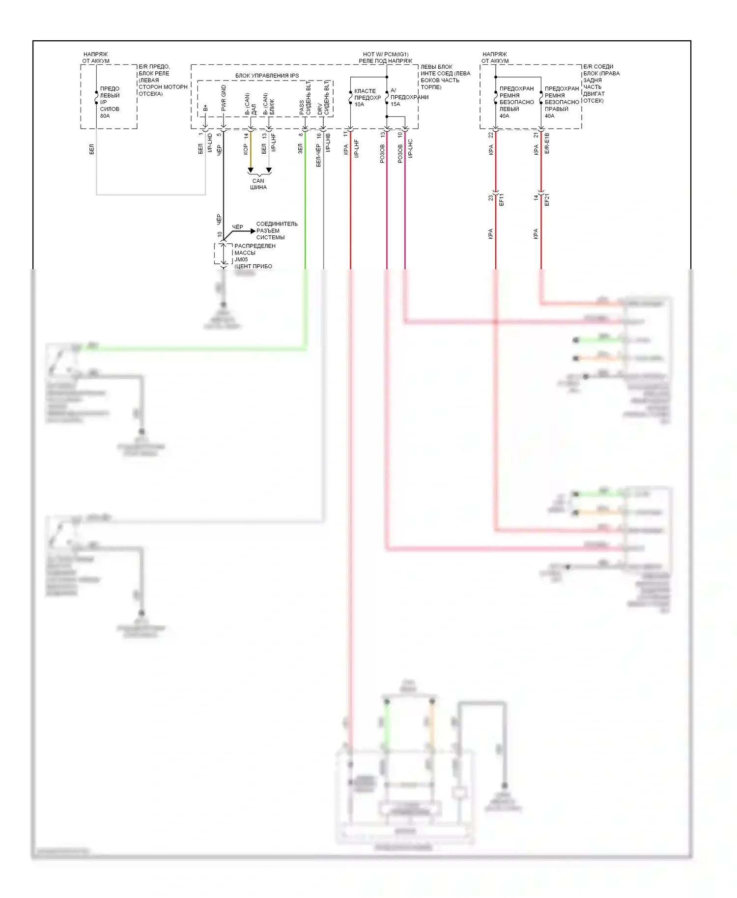 Equus Hyundai II рестайлинг (2013-2016): Электросхема pre-safe безопасности 