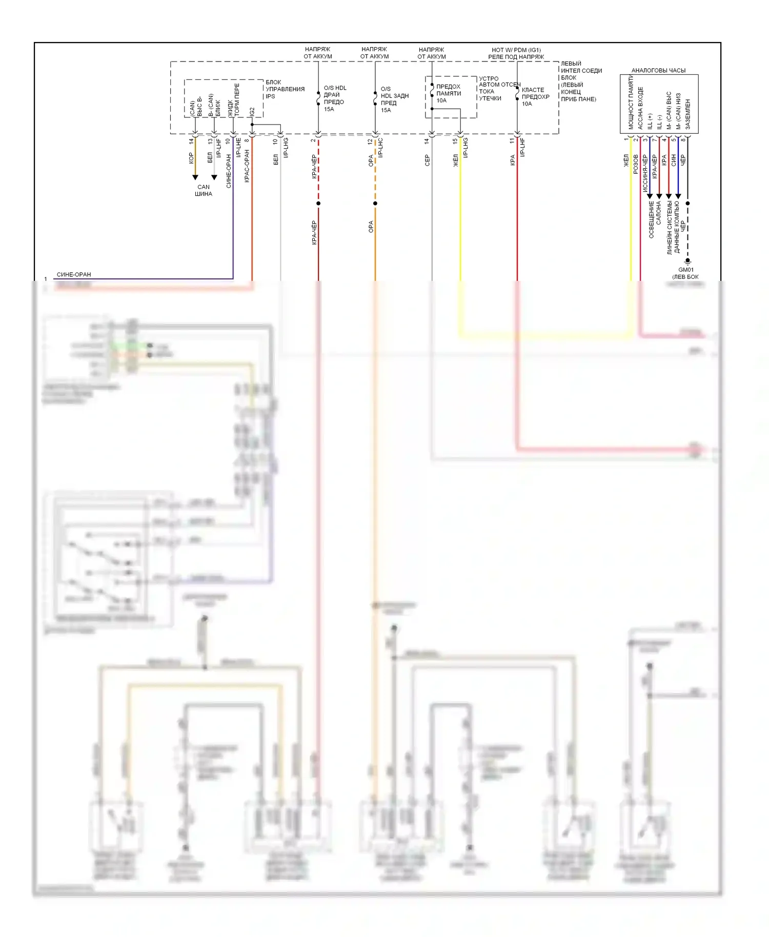 Equus Hyundai II рестайлинг (2013-2016): Электросхема приборной панели, 7-дюймовый tft lcd тип (2 из 3) 