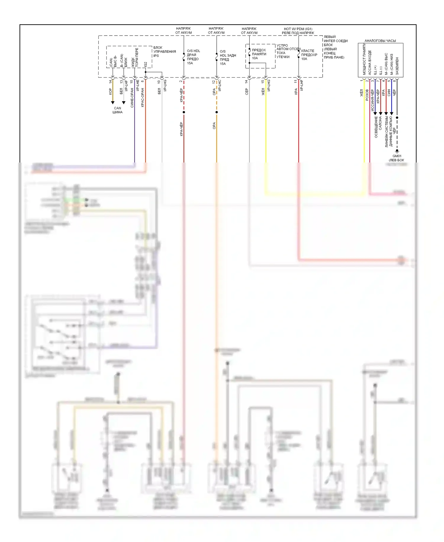 Equus Hyundai II рестайлинг (2013-2016): Электросхема приборной панели, полный tft lcd тип (2 из 3) 