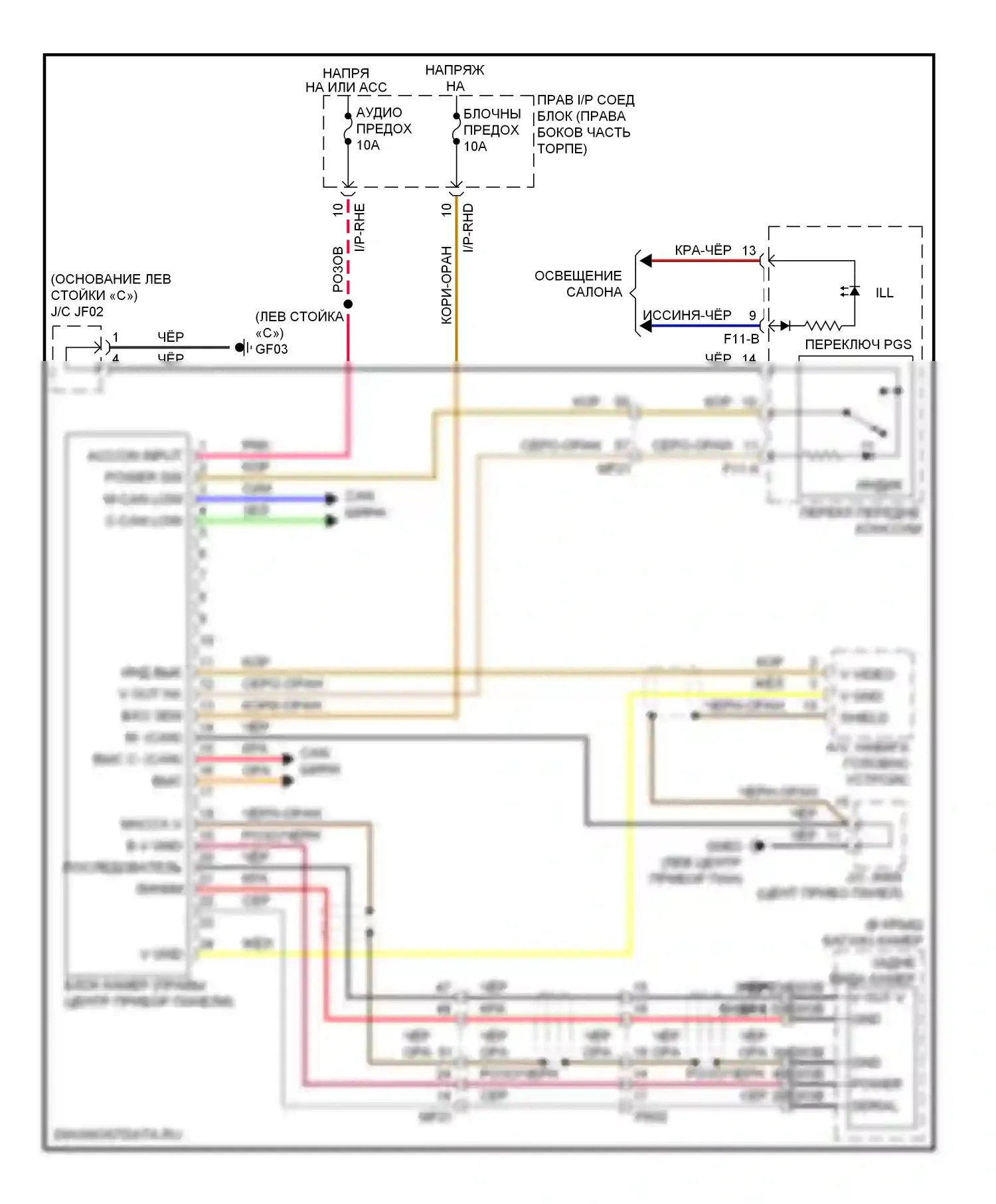 Equus Hyundai II рестайлинг (2013-2016): Электросхема задней камеры 