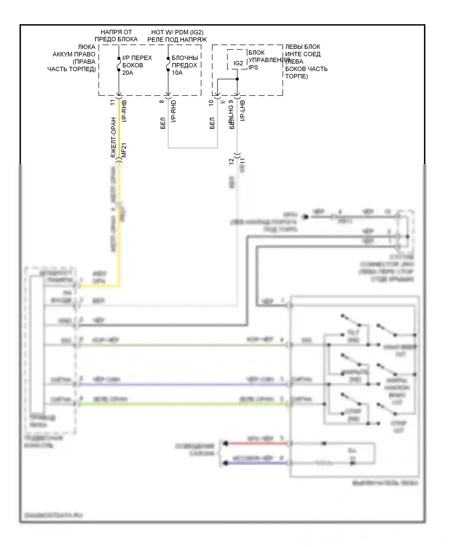 Equus Hyundai II рестайлинг (2013-2016): Электросхема складной крыши/люка 