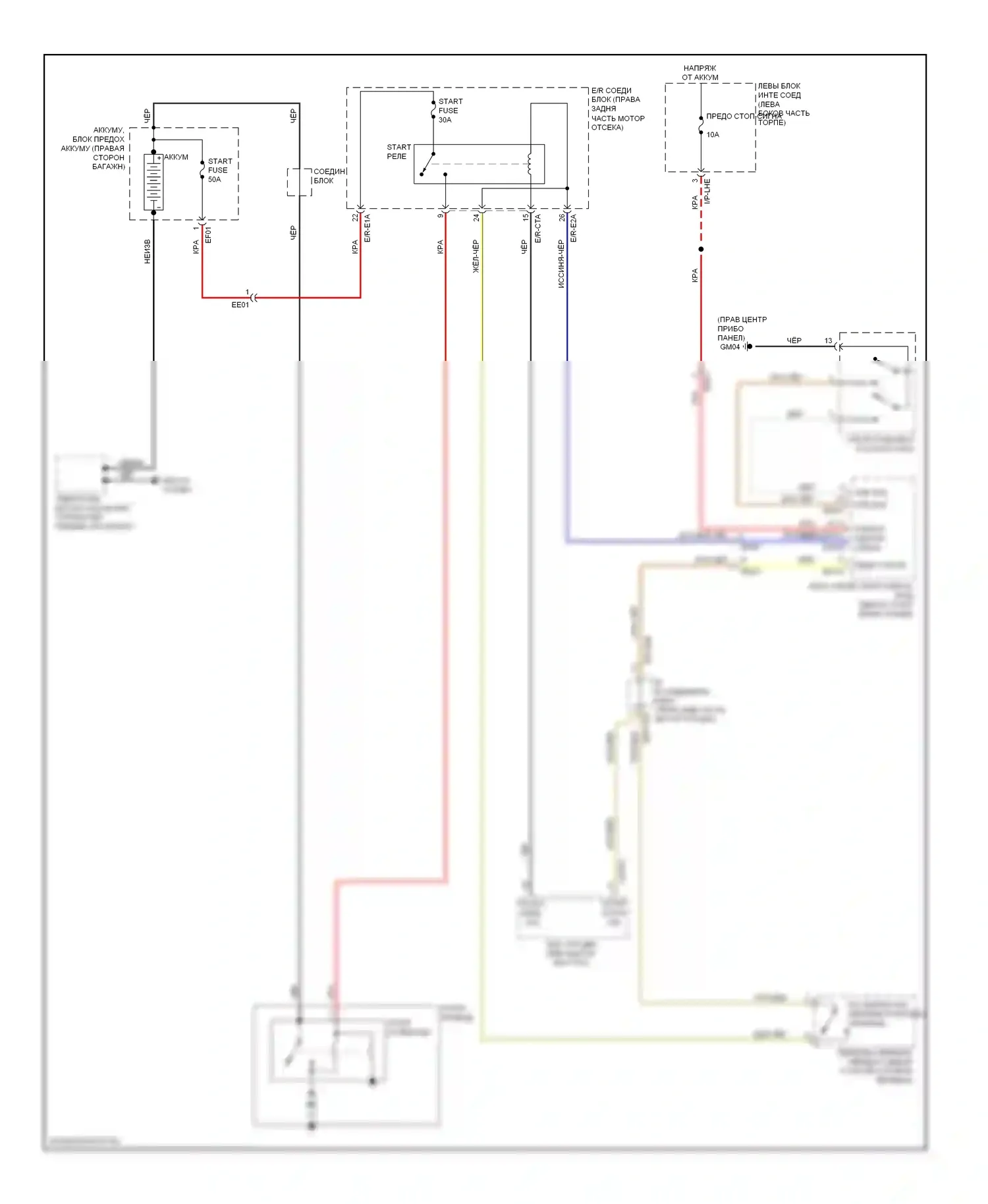 Equus Hyundai II рестайлинг (2013-2016): Электросхема стартера 
